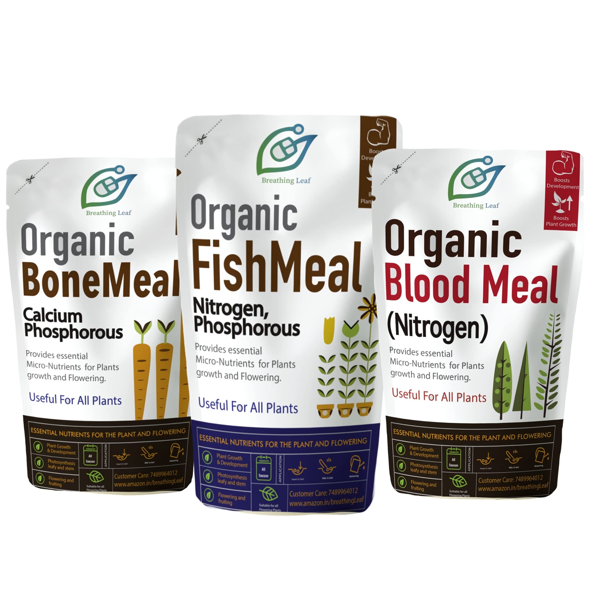 - Natural and Organic Source of NPK - Combination of Blood Meal, Fish Meal and Bone Meal for plants | (600 gm each)