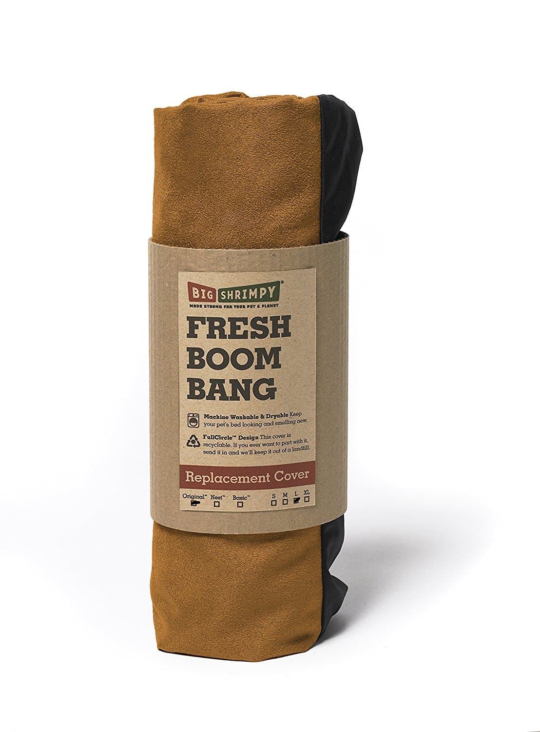 Big Shrimpy Original Faux Suede Dog Bed Replacement Cover, Small, Saddle