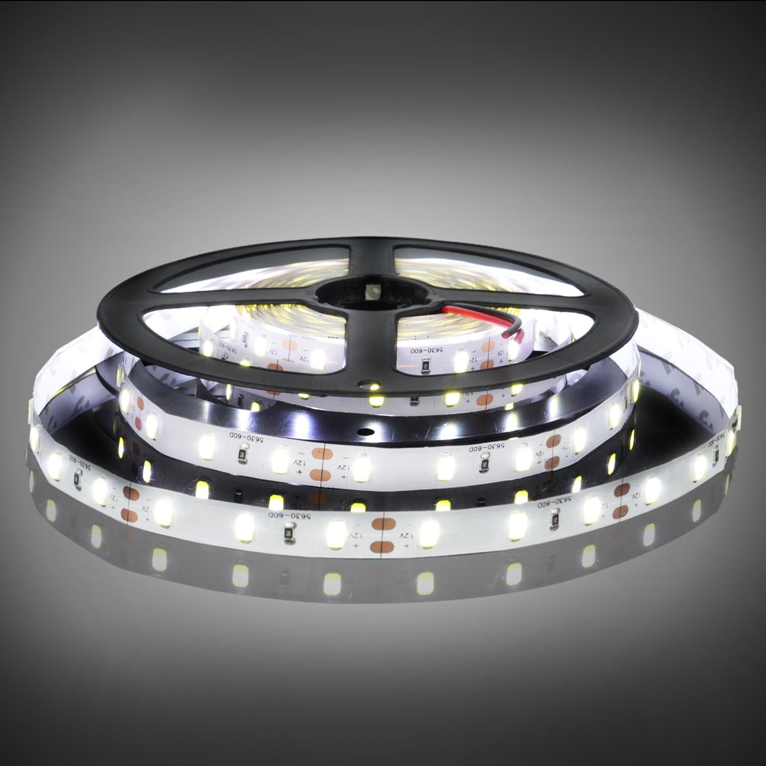 5M White LED Strip Lights 300 Units SMD 5630 12V Low-Voltage Strip Light Non-Waterproof IP20 LED Tape Ribbon Lighting for Home Kitchen Cabinet and More(NO Power Supply/Plug)