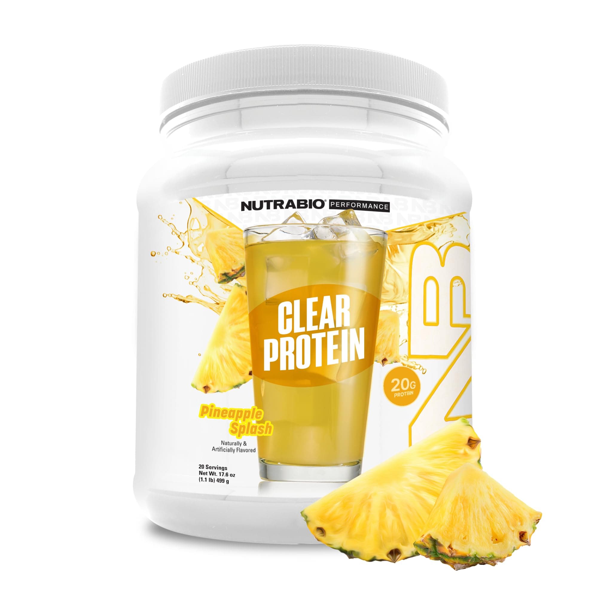 Clear Whey Protein Isolate – Pure Whey Isolate for Men and Women, Delicious Fruit Flavors – Non-GMO, Zero Lactose - Pineapple Splash, 20 Servings