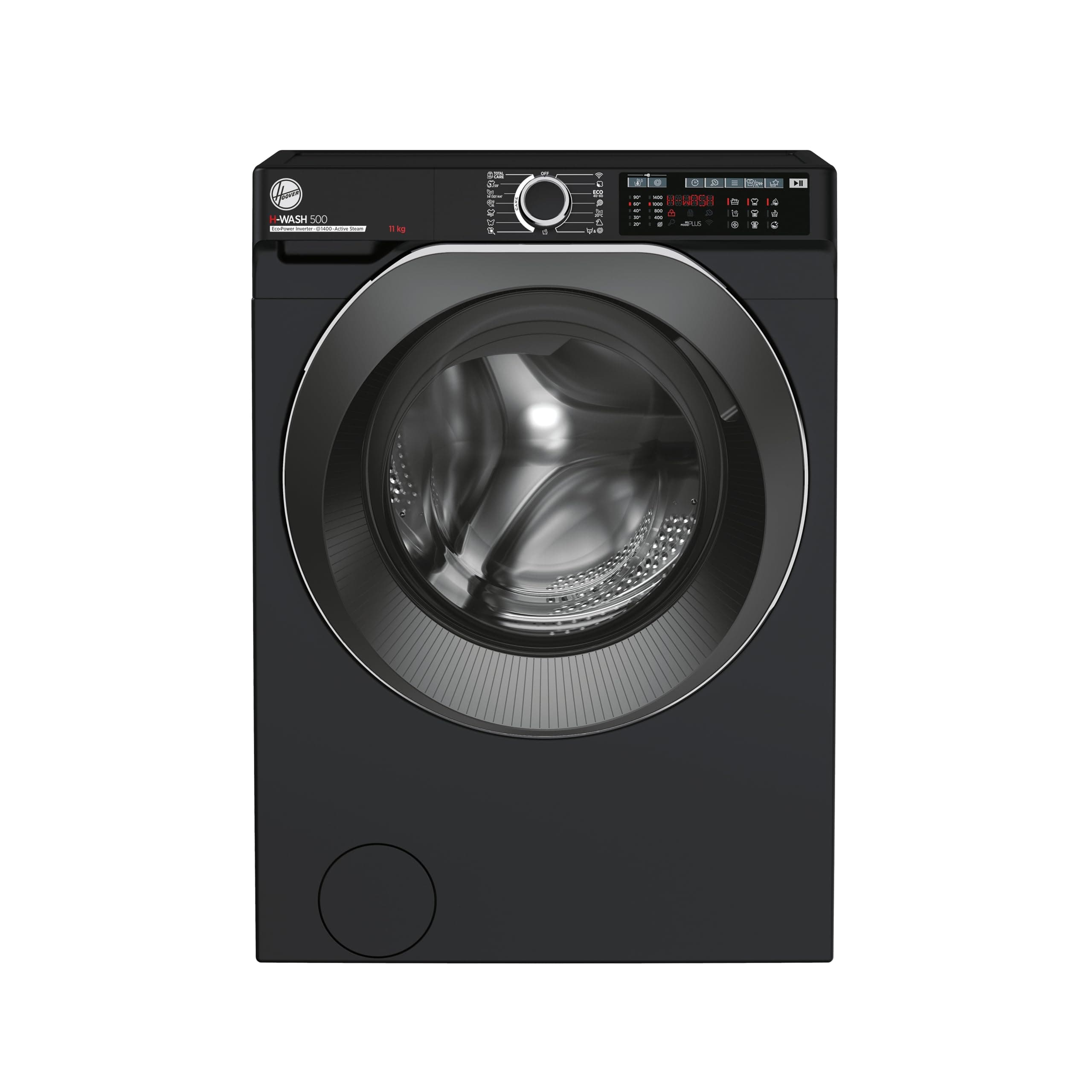Hoover H-WASH 500 11kg Freestanding Washing Machine, 1400 RPM, A Rated, ECO‑Power Inverter Motor, hOn App, 60 Programmes, Care Dose, Power Care System, Black, 60x62x85 cm ‑ HW 411AMBCB/1-80