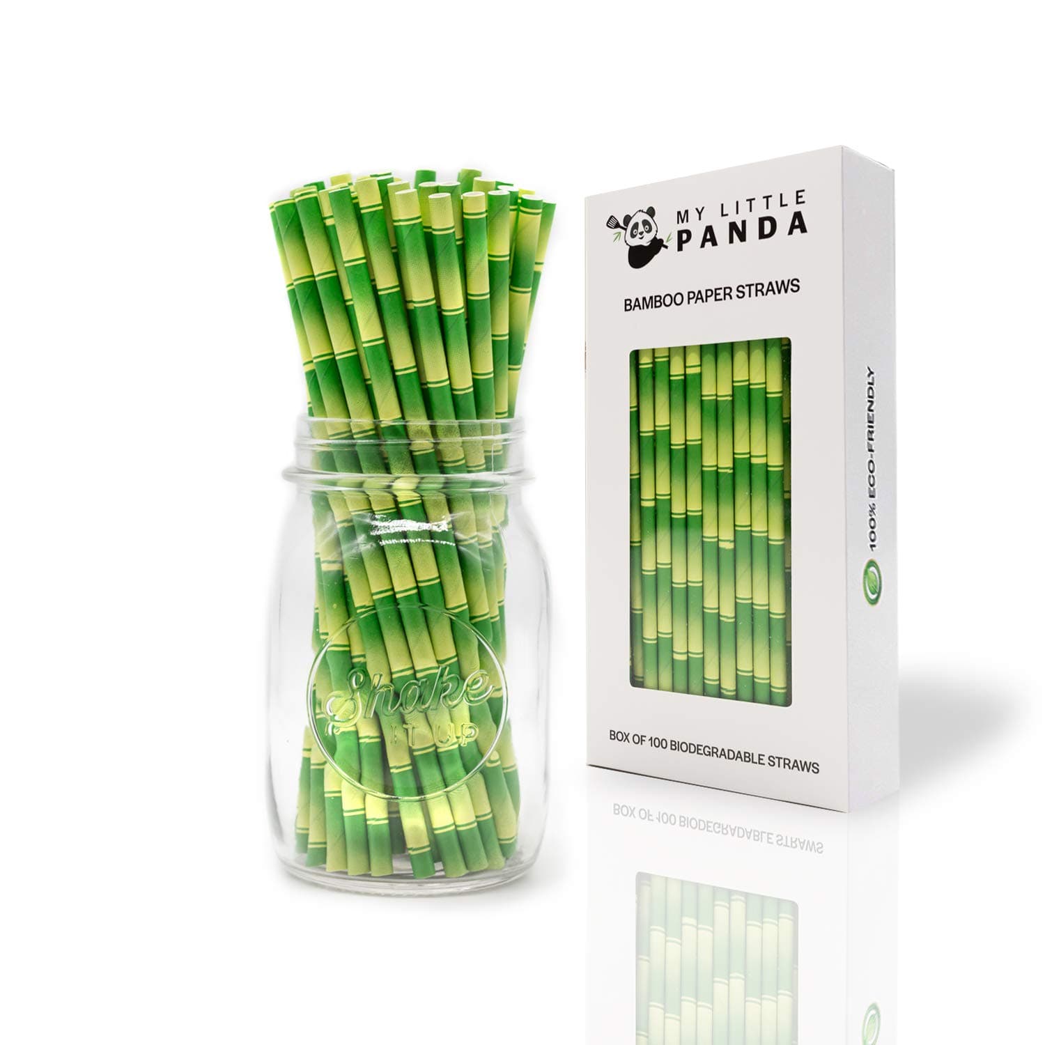 My Little Panda 19cm Pack of 100 Biodegradable Bamboo Print Paper Straws