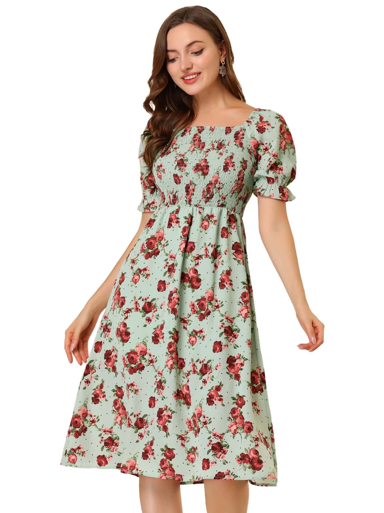 TOPLOT Dresses for Women Knee Length with Floral Print