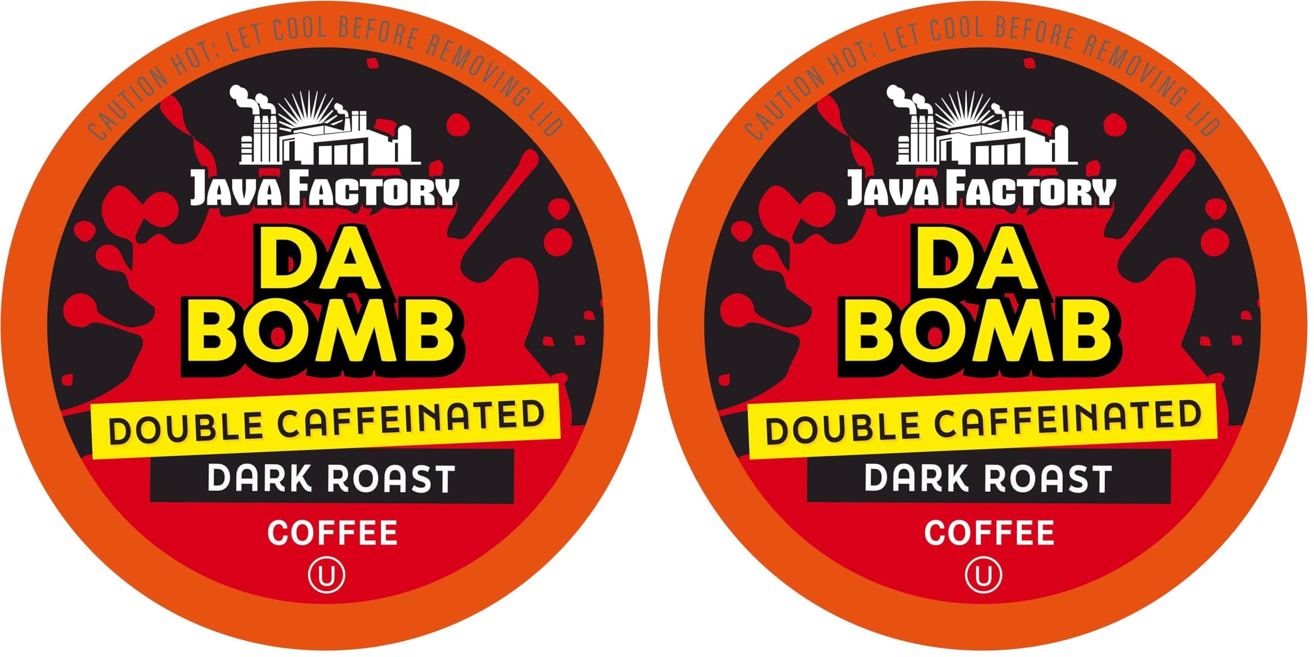 Java Factory Extra Caffeine Strong Coffee Pods, Extra Bold, Caffeinated Dark Roast, 12 Count (Pack of 2)