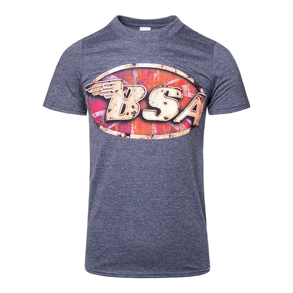 Official T Shirt BSA British Motorbike Grey ~ Classic LOGO Vintage Motorcycle