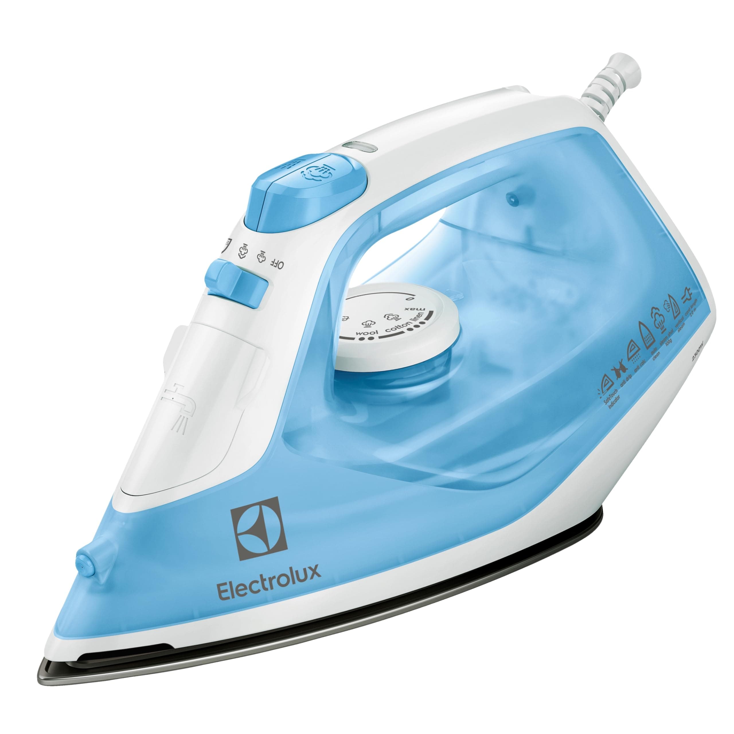 Electrolux Steam Iron 2300W with Powerful Steam Shot, Ceramic Sole Plate, Anti Calc Drip Self Clean & Auto Shutoff, Automatic Steam Adjustment, Safe Touch Indicator, Light Weight-Easy to Use, EDB1730
