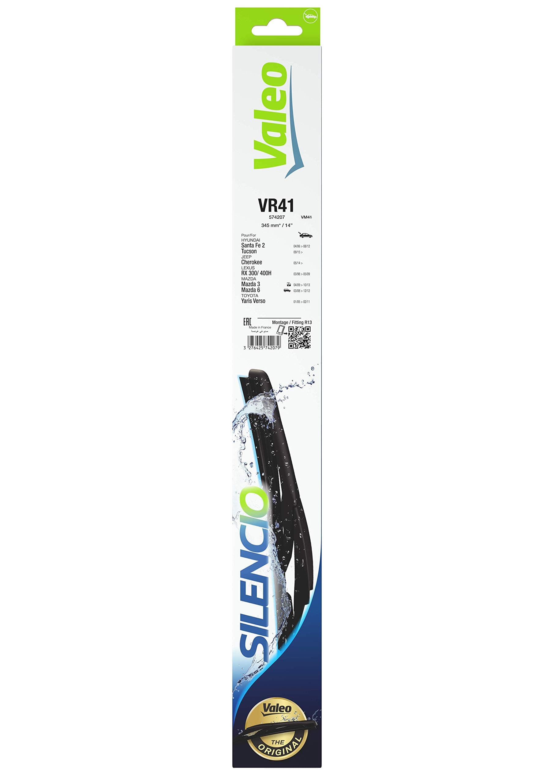 ValeoSilencio 574207 VR41 Wiper Blade 345 mm Rear Includes 1 Wiper Blade Durable Perfect Fit
