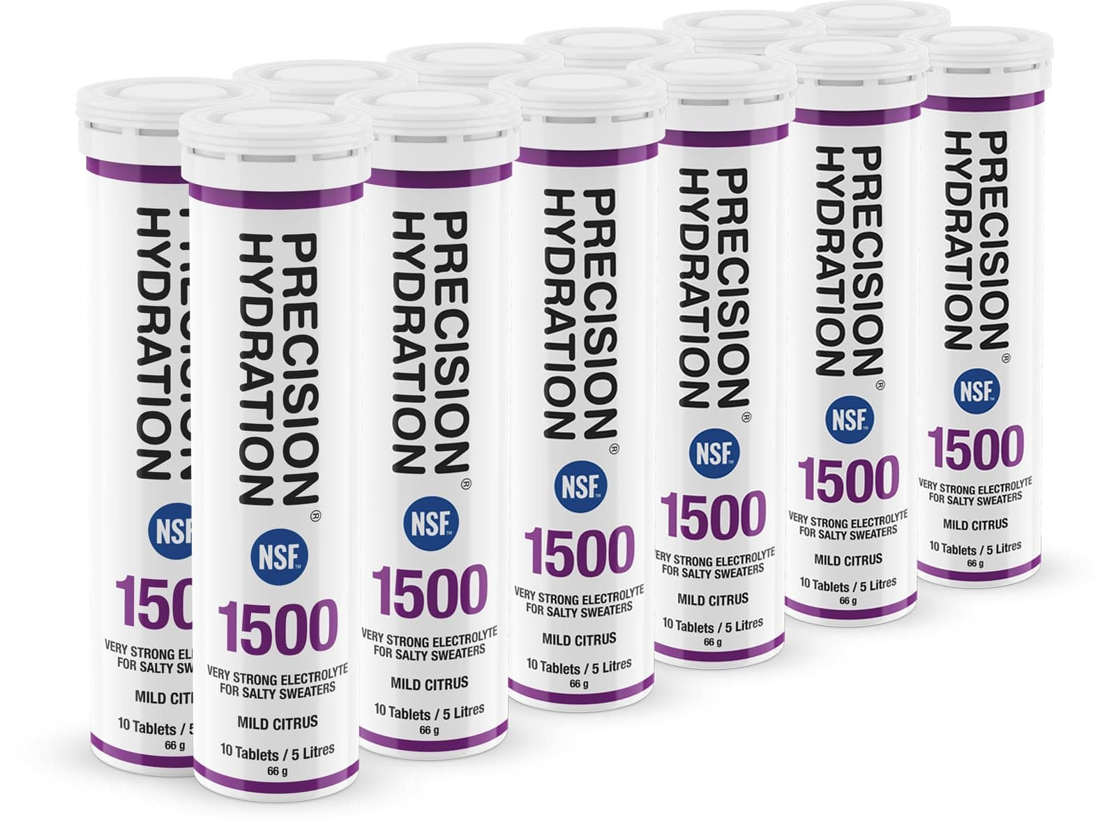 Precision Hydration Electrolyte Tablets - Multi Strength Effervescent Hydration Tablets - Combats Cramp - Low Calorie, Gluten Free, Vegan/Vegetarian Friendly (12 Tubes, 1500mg/L - Purple Tube)
