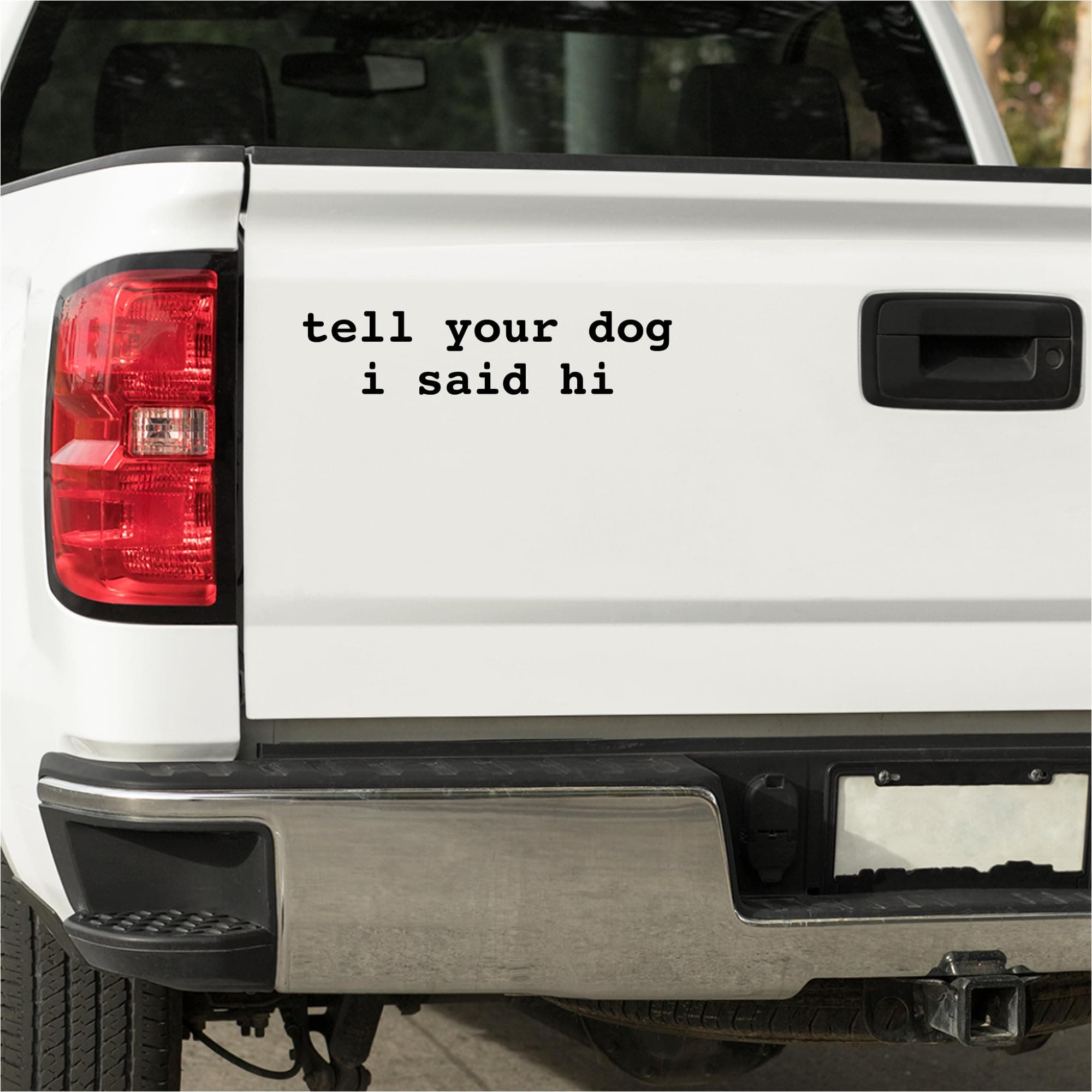 GRITKULTURE "Tell Your Dog I Said Hi" Decal Sticker for Vehicle Truck Bumper Cars Window Wall Mirror Decoration (Black)