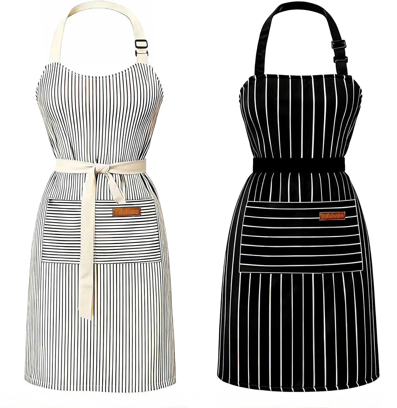 2 Pack Apron - Unisex, Adjustable Bib Kitchen Apron, Cooking Apron, Aprons for Women Men with Pockets, Chef Aprons