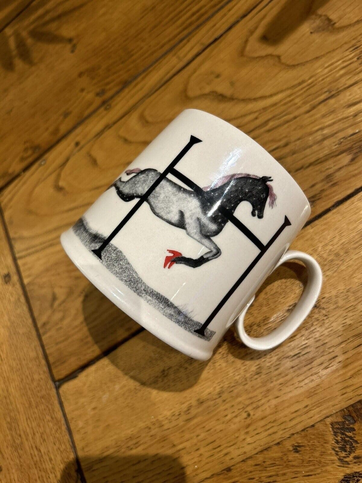 Florence Balducci Anthropologie Initial Monogram Horse ‘H’ Animal Mug Printed Coffee and Tea Ceramic Mug- 320 ML Ceramic Coffee Mug 7851