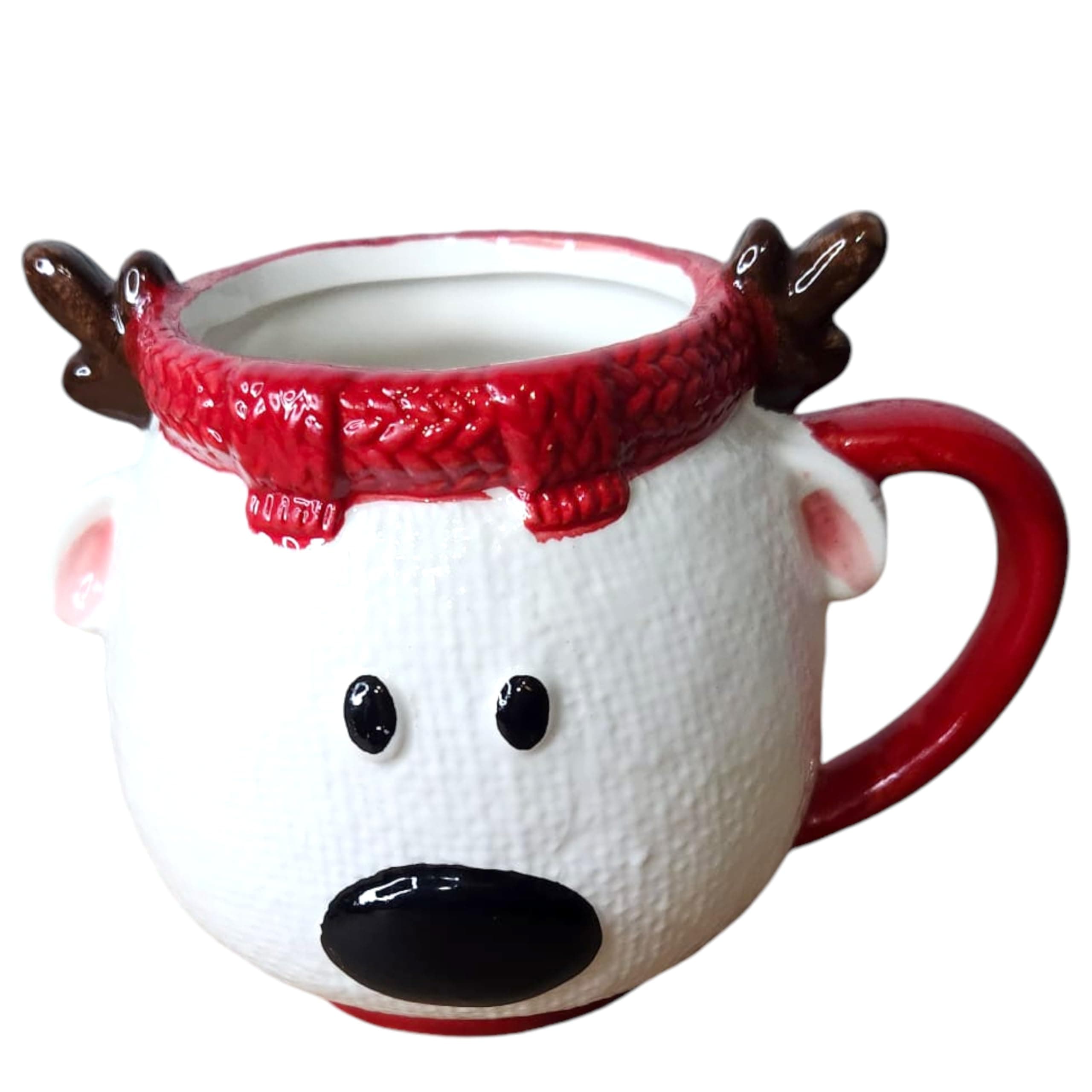 Divas World Ceramic Christmas Mugs Gingerbread House & Gingerbread Man and Gnome Shaped Mugs with Lids Handle Festive Coffee & Cookie Jars Cute Aesthetic Microwave Safe (Large Reindeer)