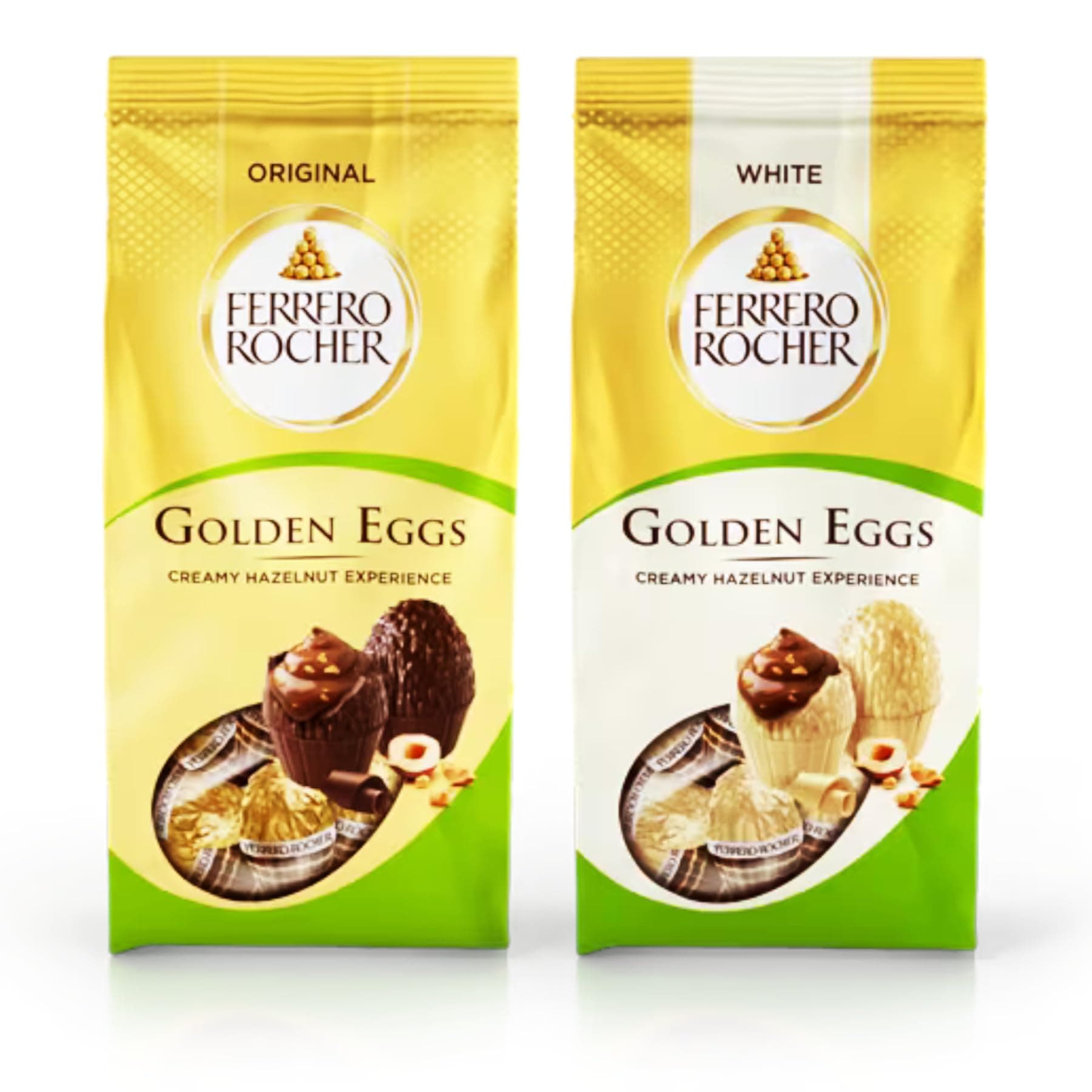 Luxury Chocolate Mini Easter Eggs Bundle - with Ferrero Milk and White Chocolate Eggs - Hazelnut Filling, 2 x 90g Bags, Ideal for Easter Gifts, Baskets and Egg Hunts