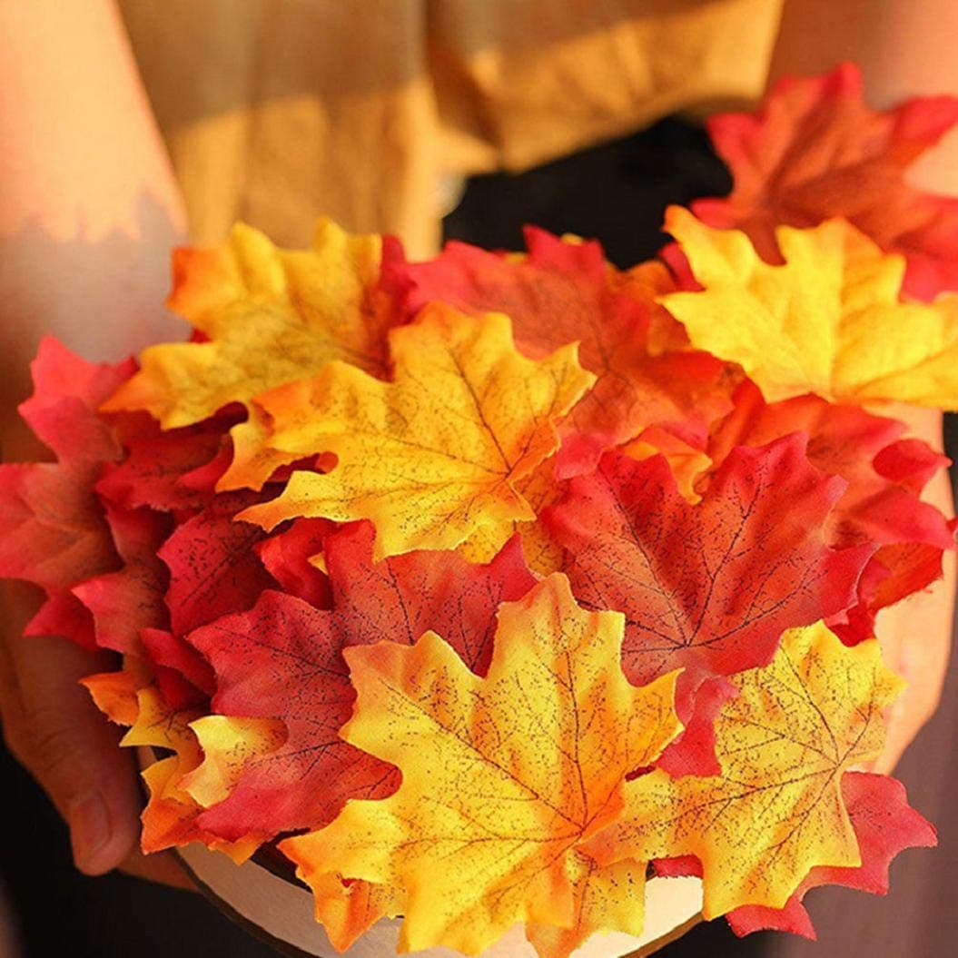 Yuson Girl 100pcs Artificial Autumn Maple Leaves Decoration Harvest for Decoration Set Halloween Home Decor