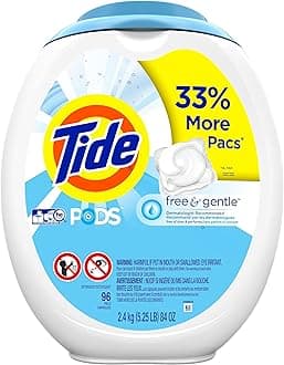 PODS Free and Gentle, Laundry Detergent Soap PODS, HE, 152 Count - Unscented and Hypoallergenic for Sensitive Skin, Free and Clear of Dyes and Perfumes