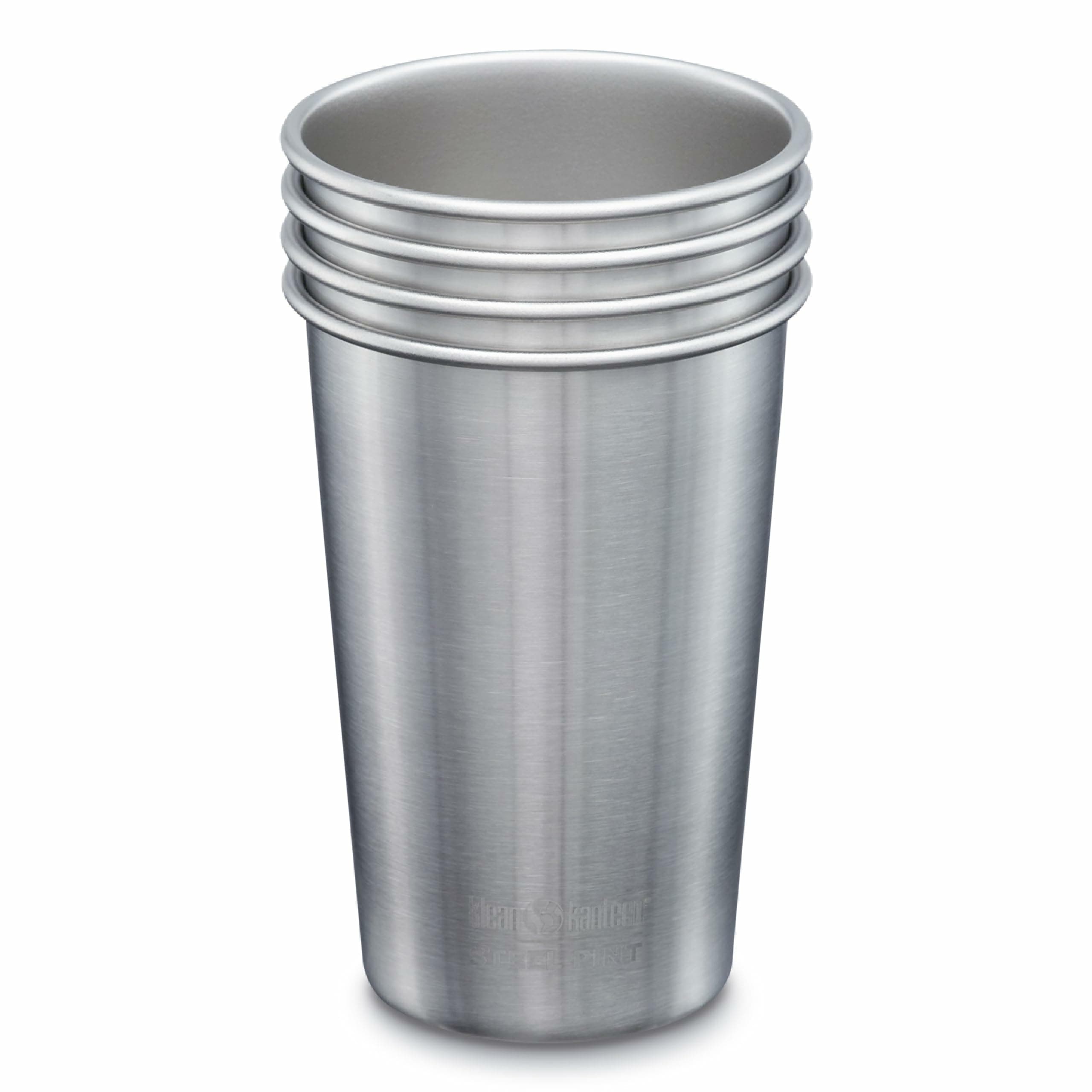 Single Wall Stainless Steel Cups, Pint Glasses 4 Pack in 16oz