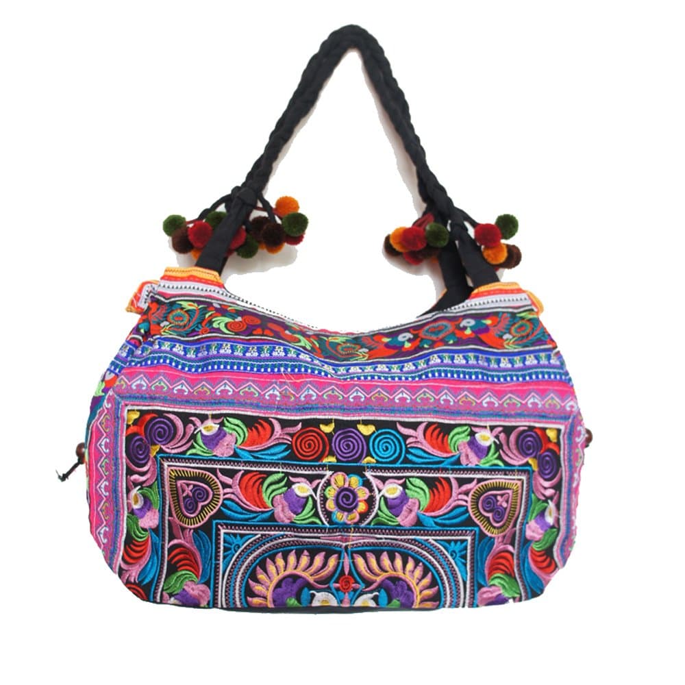 Handmade Vintage Bohemian Boho Hippie Gypsy Indian Hmong Tribal Ethnic Handbag Shoulder Bag Purse Multicolor Bird (MB003) - Shipped by Fedex FREE (Asia & Europe)