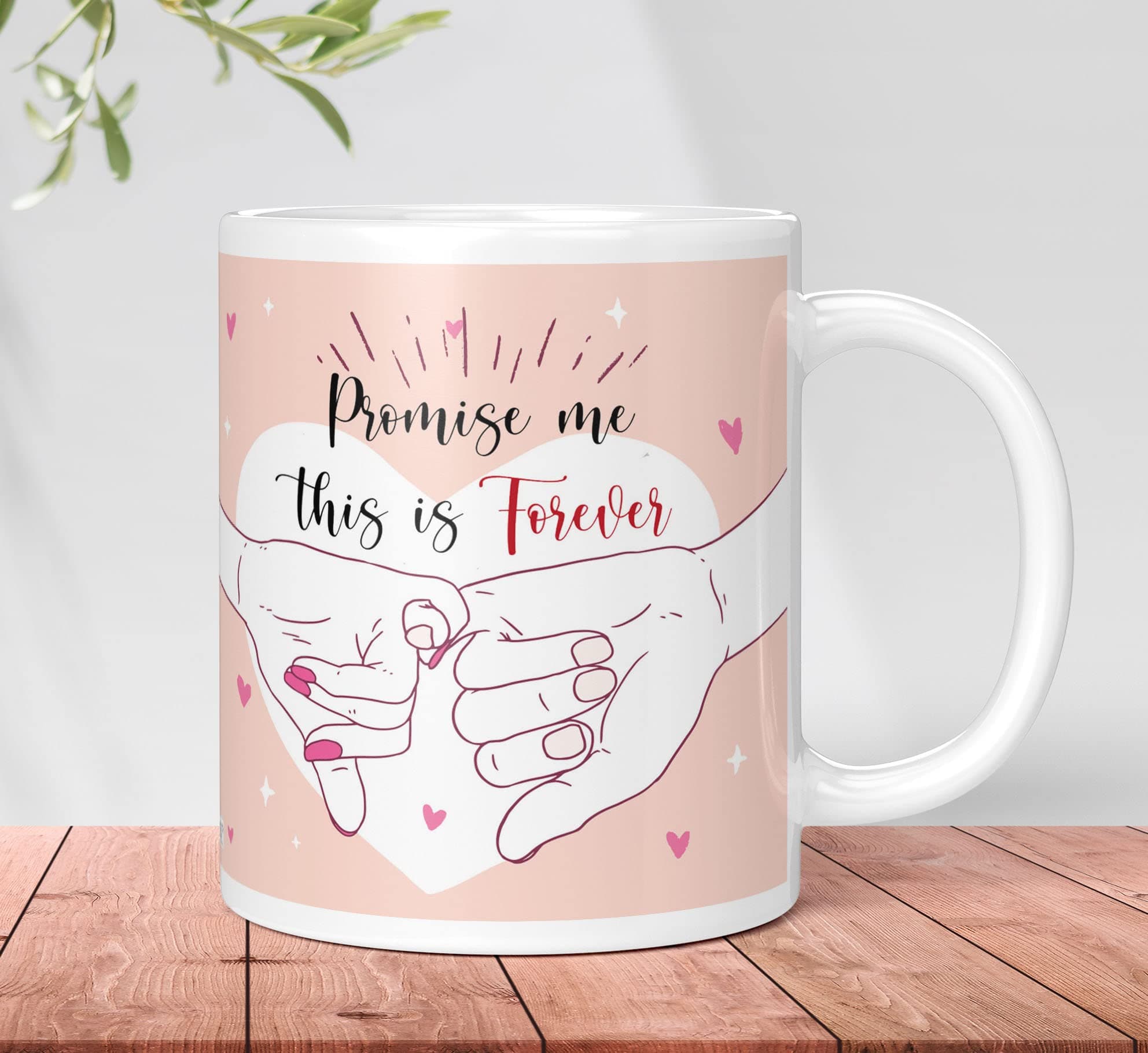 NH10 DESIGNS Valentine Day Gift Promise Me This is Forever Quote White Printed Ceramic Coffee Mug (350 ML) Valentine Gifts for Girlfriend Boyfriend, Him, Her, Birthday Gifts for Husband Wife, Men Women, Couples Happy Valentines Day Love Gifts Printed Mug (VDWM 12)