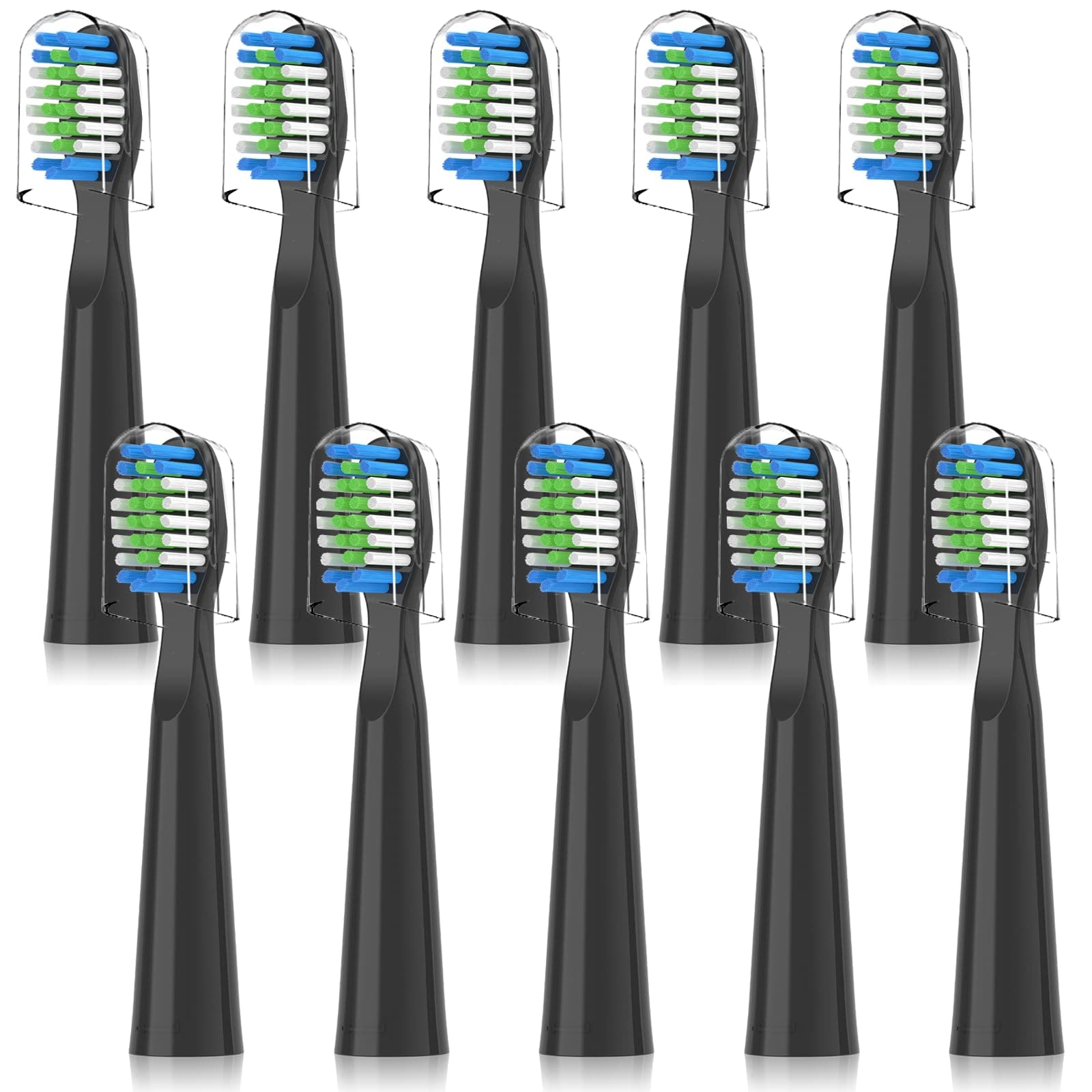 Compatible with Bitvae D2 Electric Toothbrush Replacement Heads, for Bitvae D2 Electric Toothbrush,10 Pack (Black)