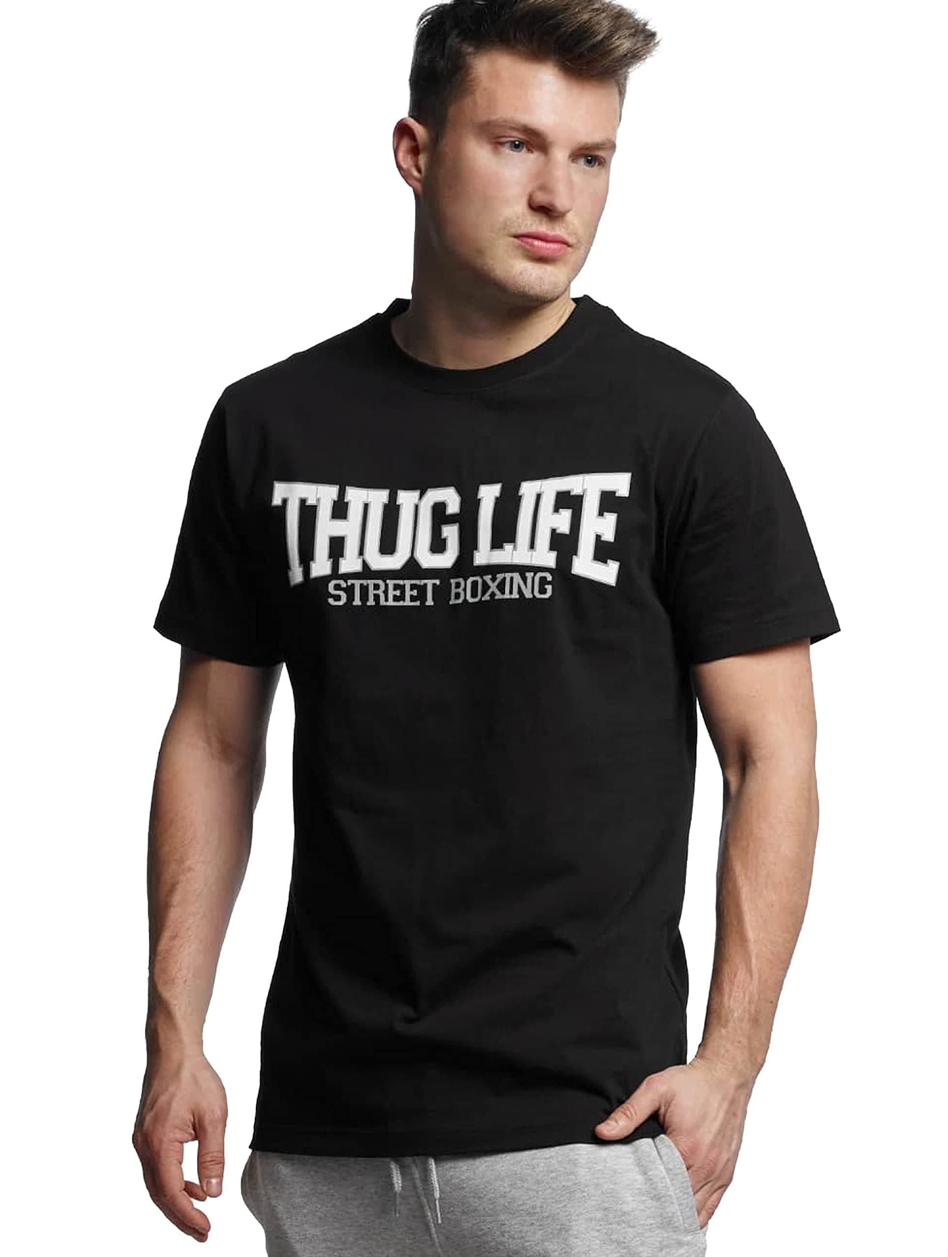 Thug Life Men's Street Boxing T-Shirt, Mens, T-Shirt, TL001, Black, L