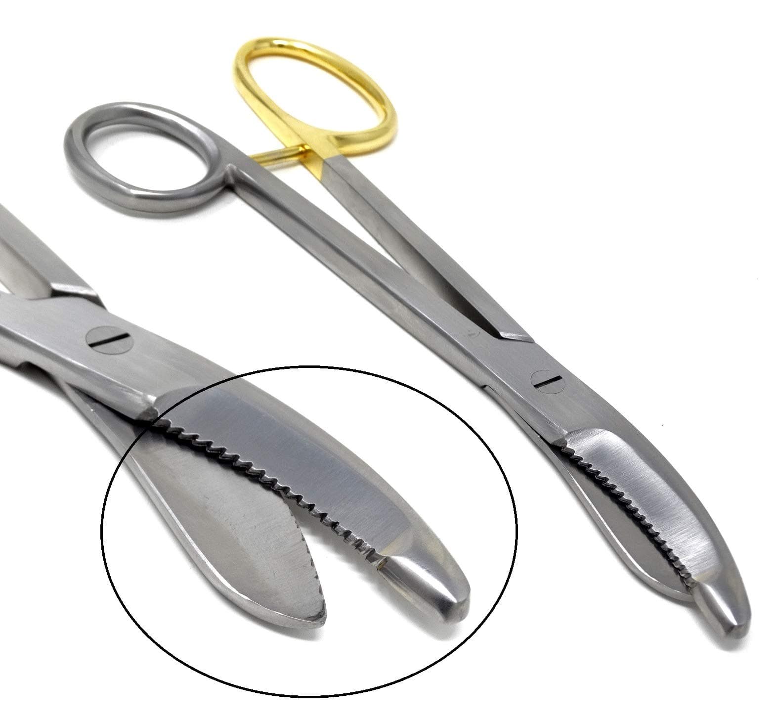 Heavy Duty German Grade Stainless Steel Plaster Cast Cutting Shears Scissors 9.5" with One Serrated Blade and Gold Handle