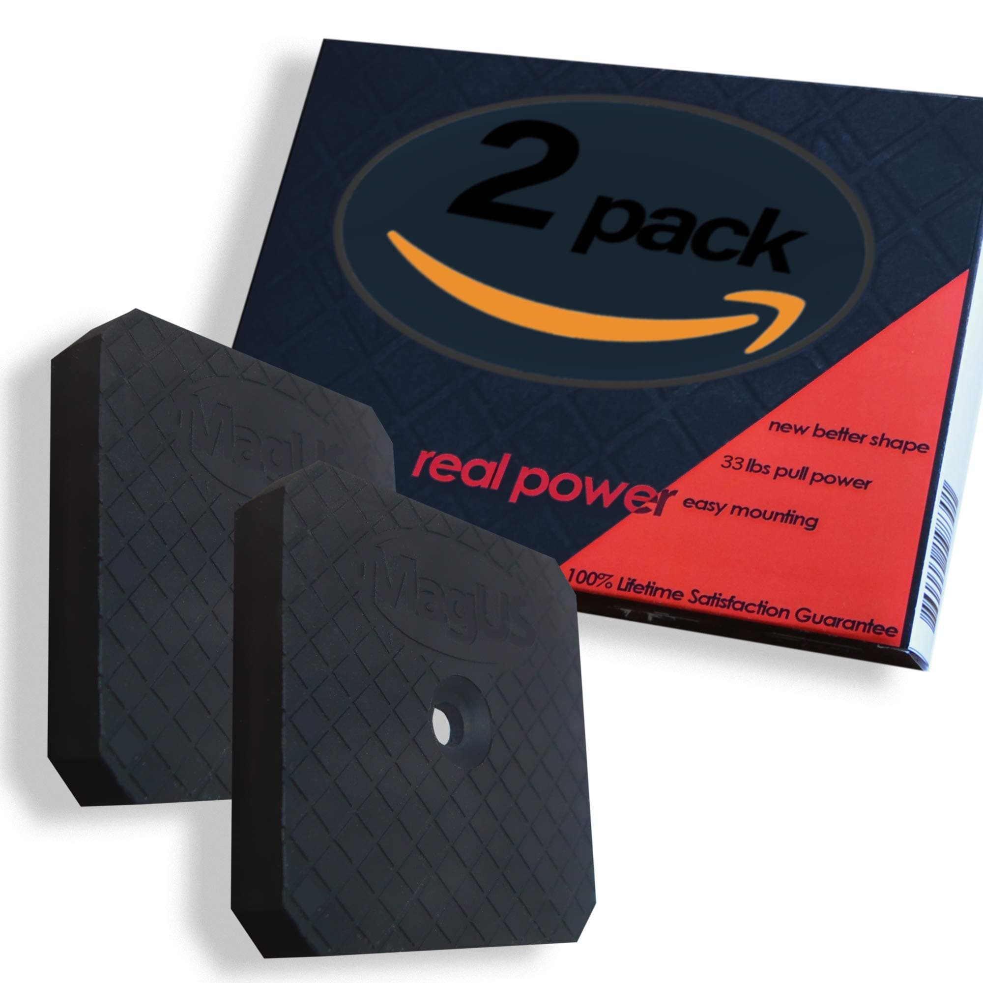 MagUS Gun Magnet Mount [2-Pack] 33 Lbs | Tac Magnet | Magnetic Gun Holster for Pistol Handgun Rifle Shotgun | Soft Rubber Coated Magnetic Holder | Adhesive Firearm Accessory for Truck Car Desk Wall