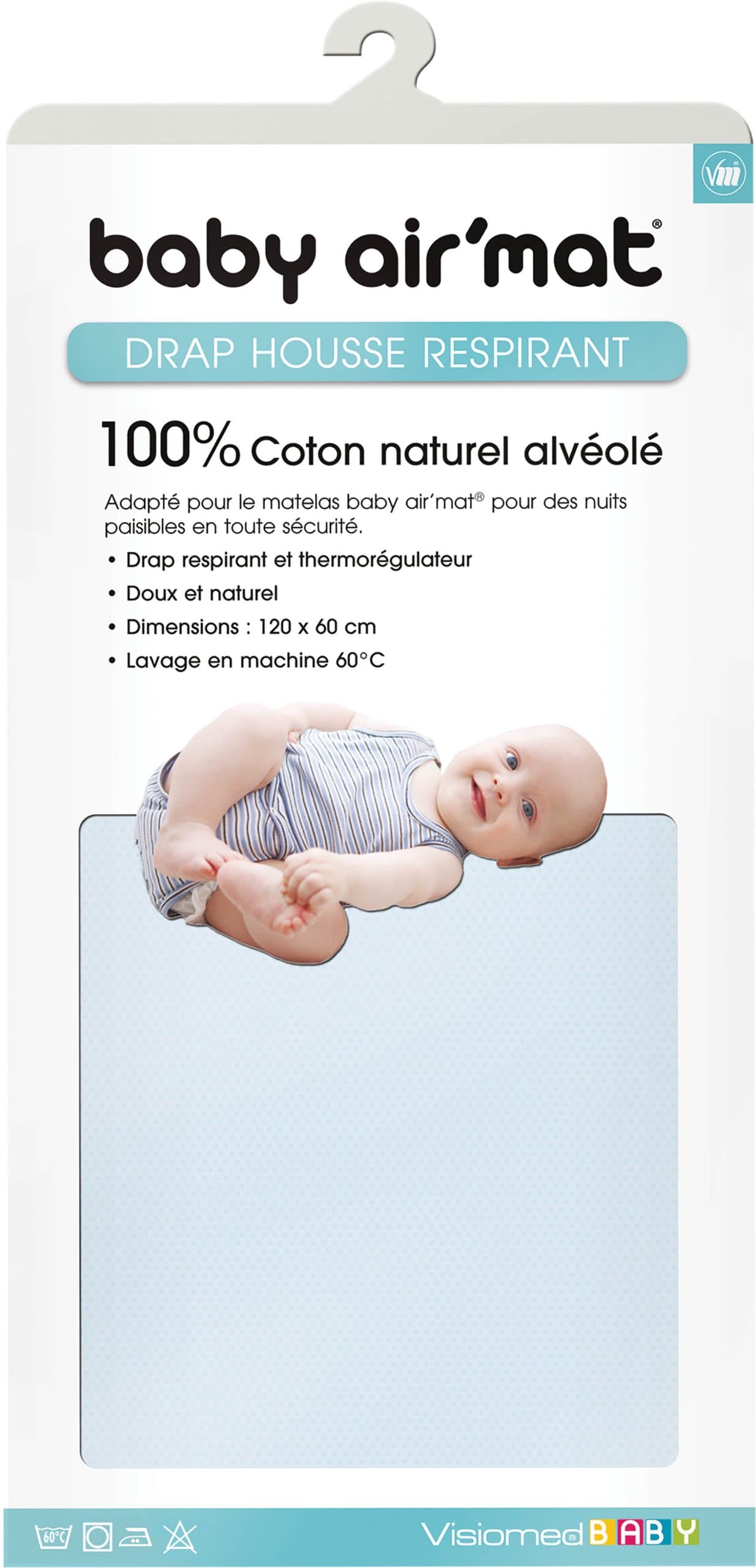 Visiomed Baby Organic Honeycomb Cotton Slip Cover (Blue)