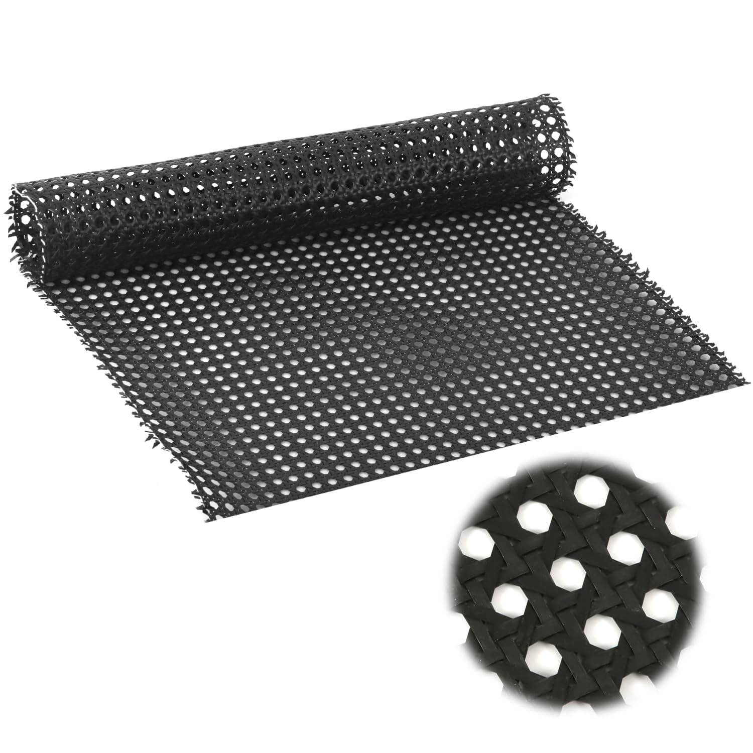 1 Roll Woven Cane, 11.81 Inchx3.28ft PE Plastic Rattan Fabric Roll Cane Webbing Roll Mesh Rattan Fabric Caning Material for Furniture Chair Cabinet Ceiling