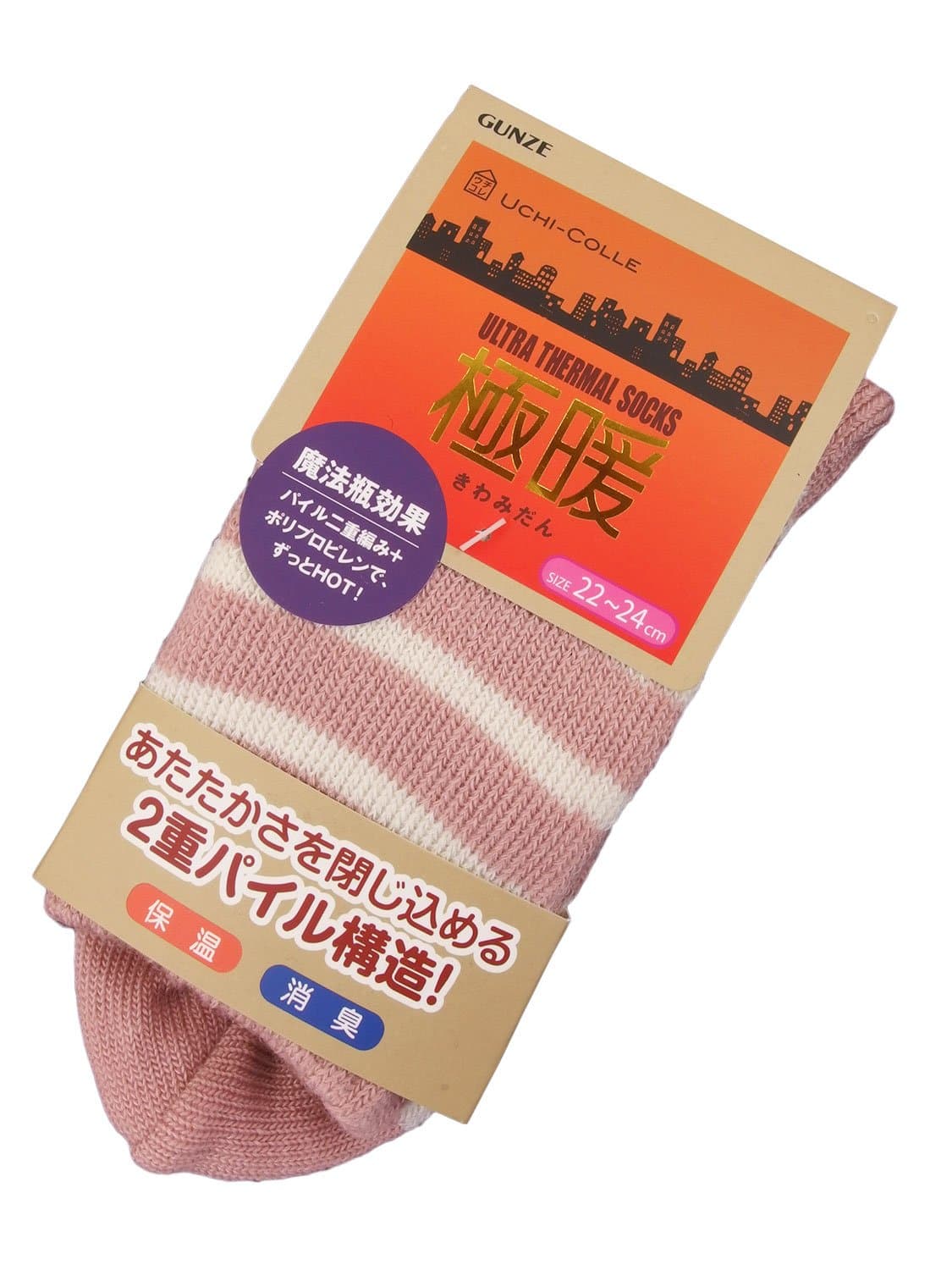 GunzeUltra Thermal Socks 1 Pair by GUNZE UCHI-COLLE Size 4.5-6.5 (22-24 cm) AUC684