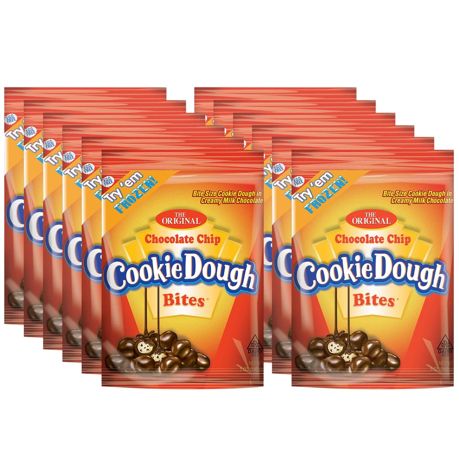 Cookie Dough Bites Chocolate Chip Peg Bag, 5 Ounce (Pack of 12)