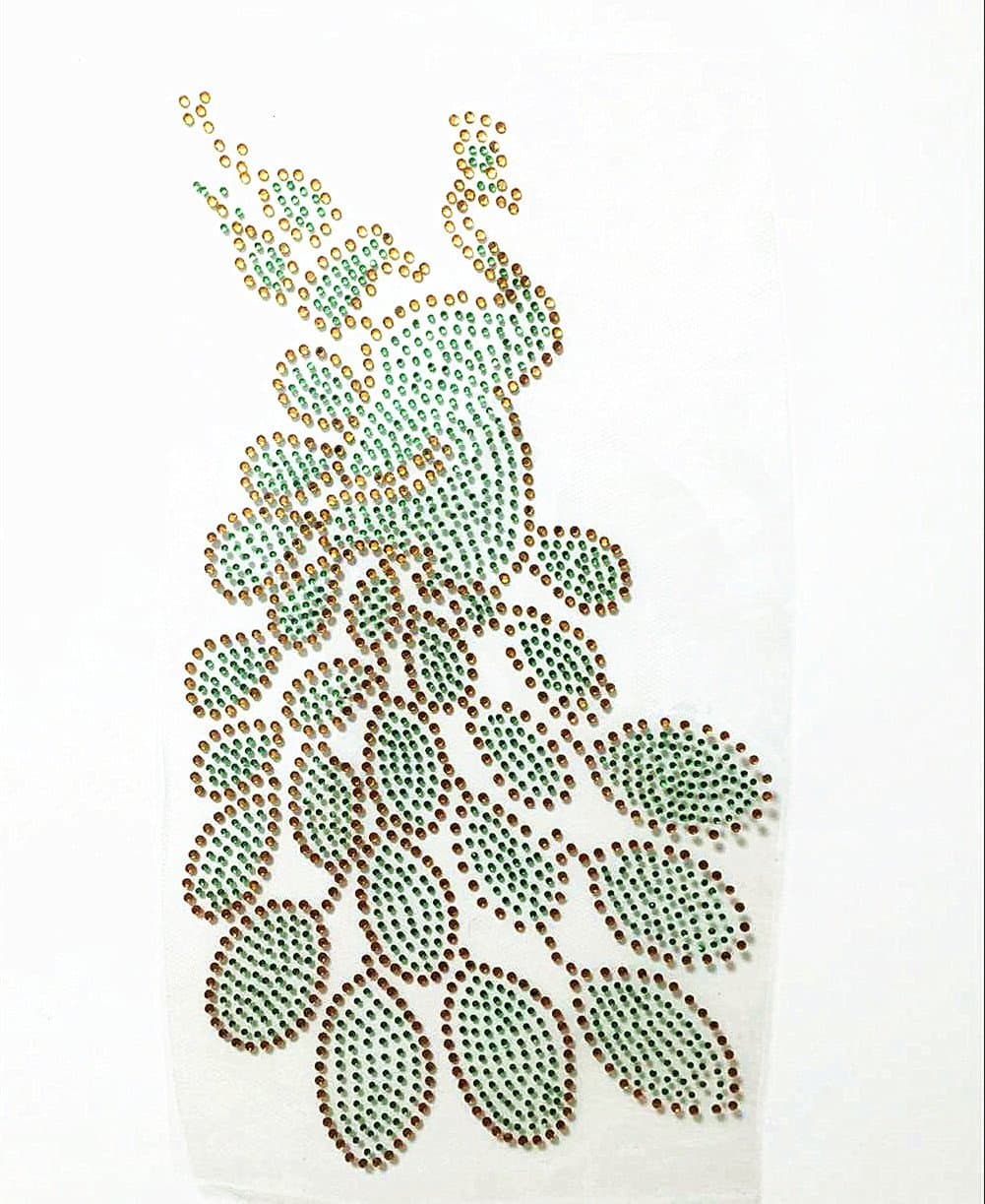 Hot Fix Motif Heat Transfer Ultrabright Green Peacock Rhinestone DIY Iron on Patches Applique