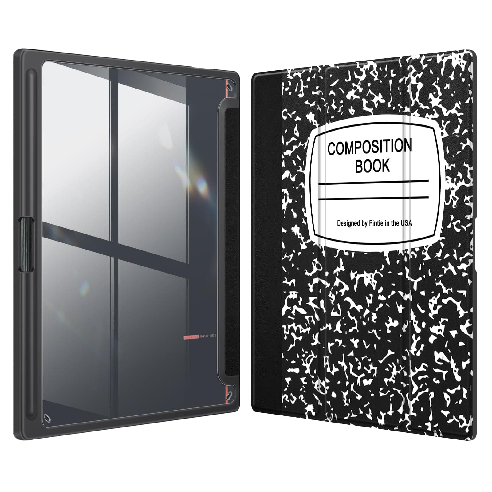 Fintie Case for 10.3" BOOX Note Air3 C/Note Air 3 B/W E Ink Tablet ePaper 2023 - [Built-in Pencil Holder] Hybrid Slim Cover with Clear Transparent Back Shell, Auto Sleep/Wake, Composition Book