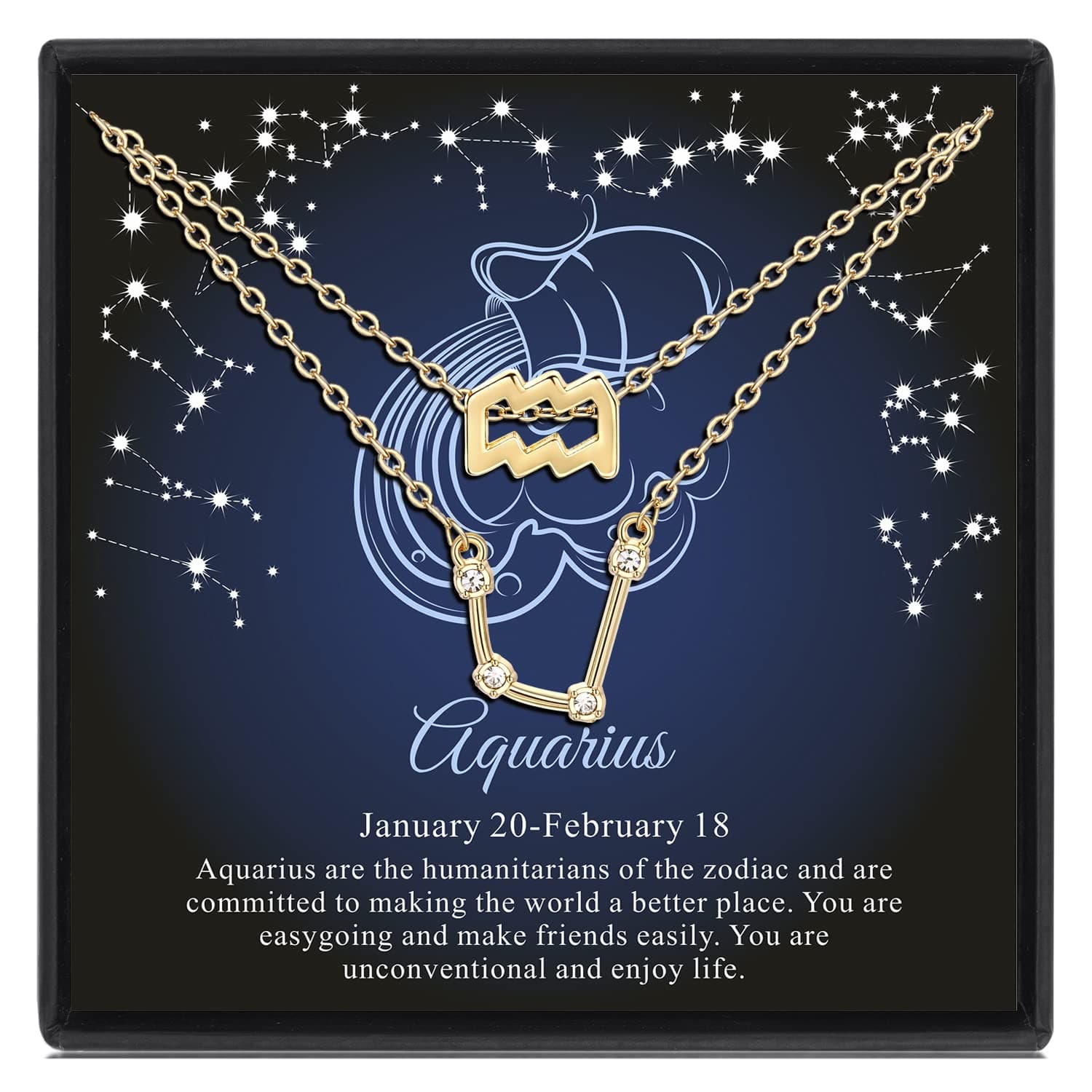 Zodiac Necklace Gold Constellation Necklace Astrology Gifts for Women Zodiac Sign Necklaces Cubic Zirconia Jewelry Birthday Horoscope Gifts, Zinc, Cubic Zirconia