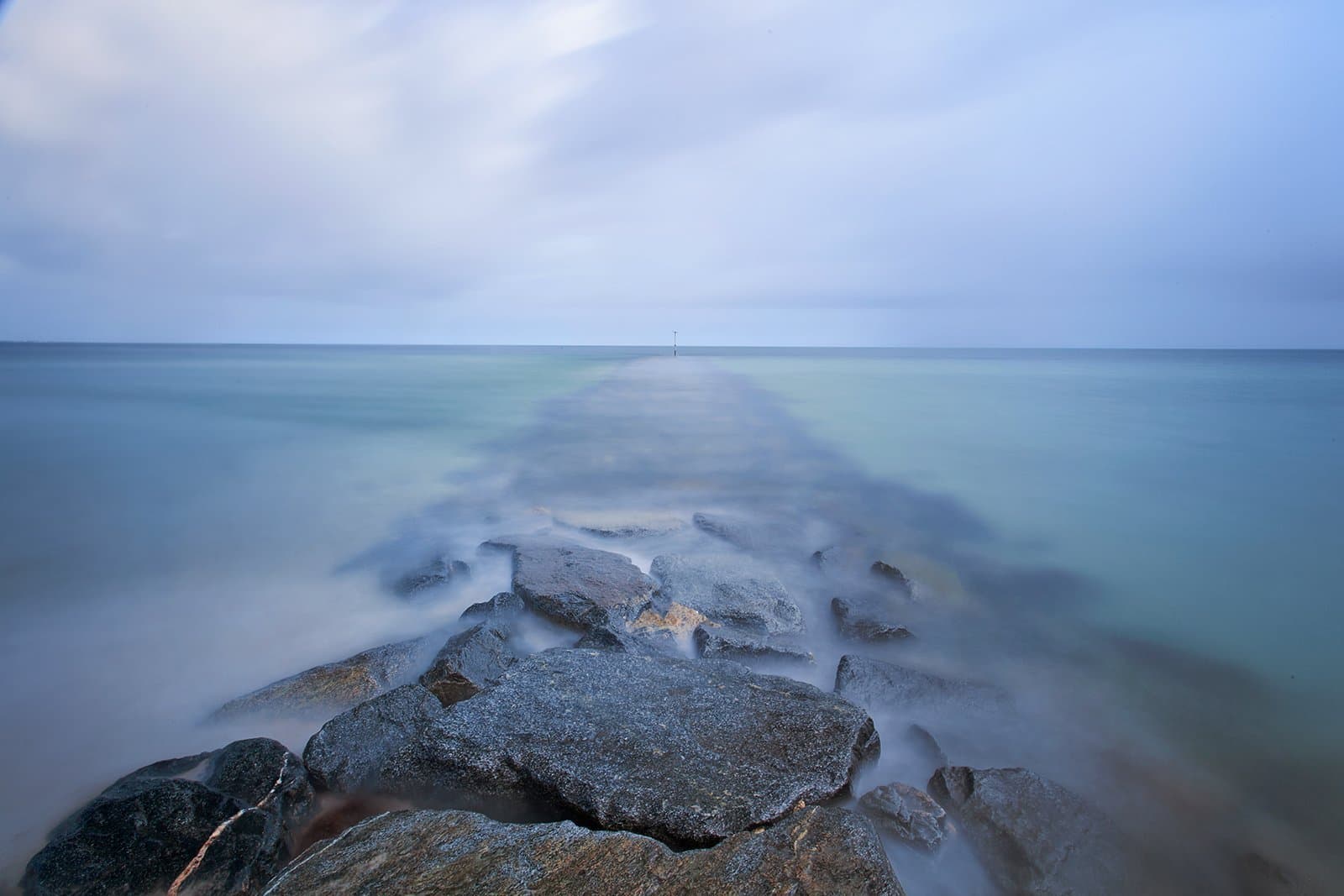 Large Beach Photography, Coastal Art Print, Cape Cod Wall Art, Seascape Photo, Modern Artwork, Blue, Grey, Teal -"Jetty Storm"