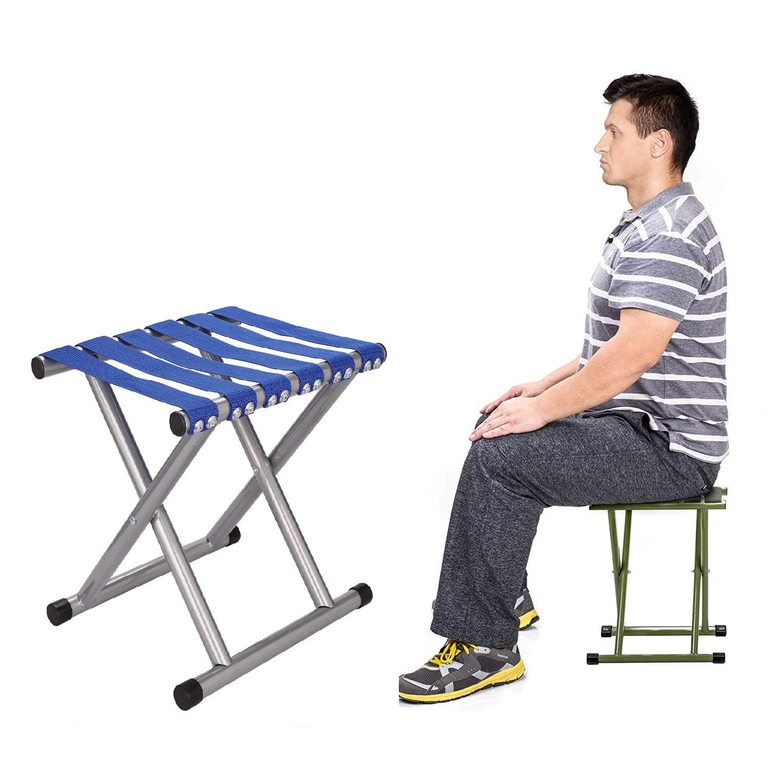 LUVINA Portable Folding Stool, Super Strong Heavy Duty Outdoor Folding Chair Hold up to 650 lbs, Unfold Size 13.9(L) x14.3(W) x17.8(H) Inch Pack of One (Large)