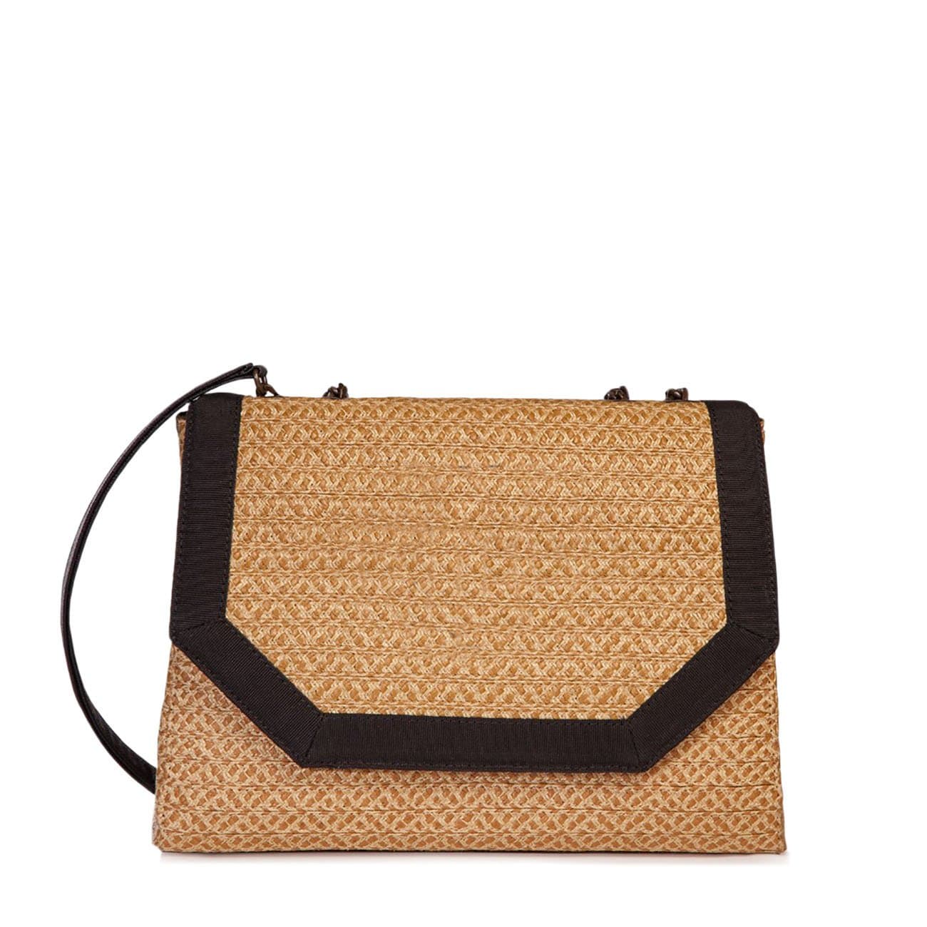 Eric Javits Luxury Fashion Designer Women's Handbag - Hayward - Natural/Black