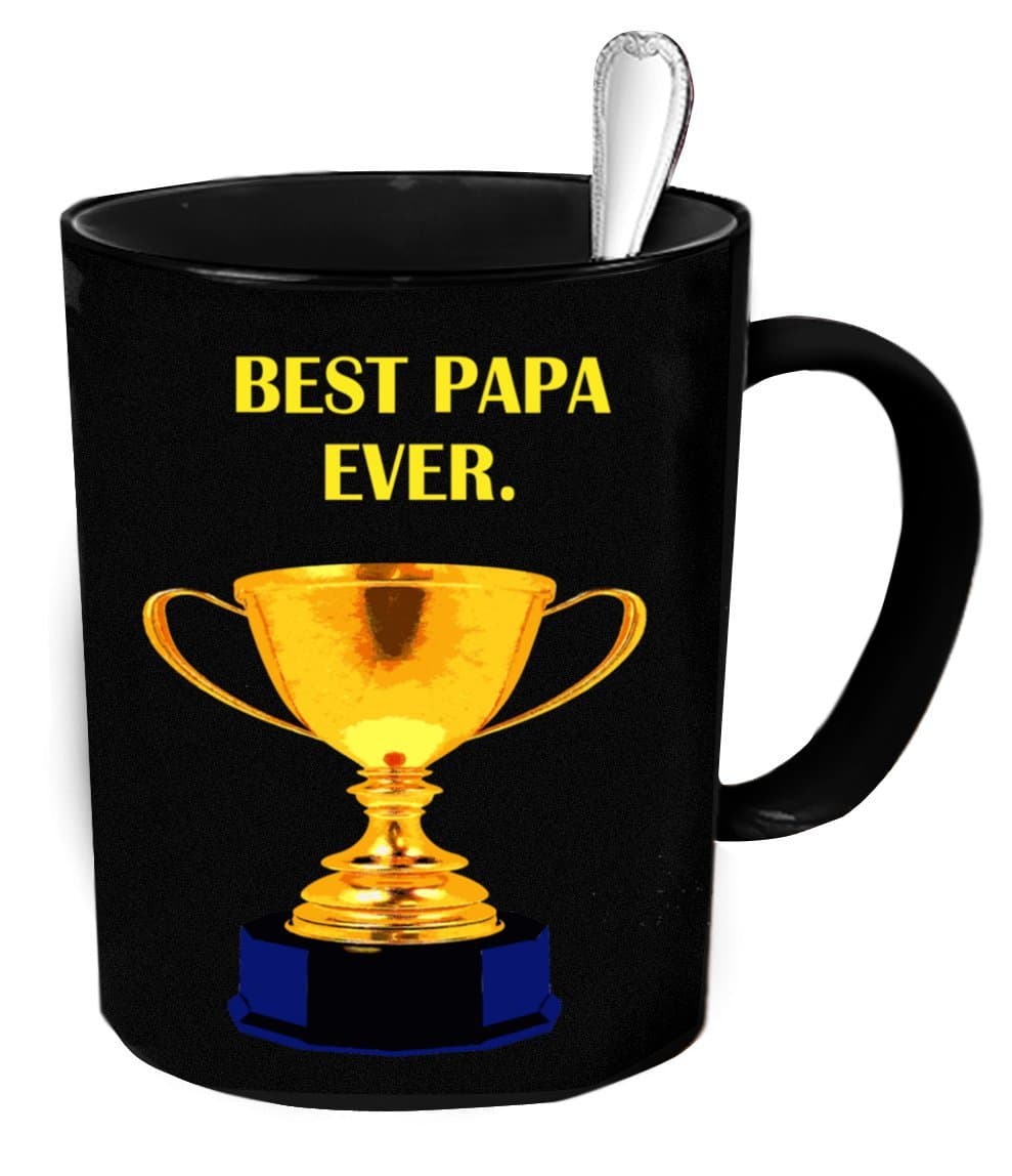 PAPA MUG Best Papa Ever Birthday Gift Coffee Mug Tea Cup BLACK 11 Oz For Dad Daddy Grandpa Grand Father From Daughter Son Wife Nana For The Greatest of Men