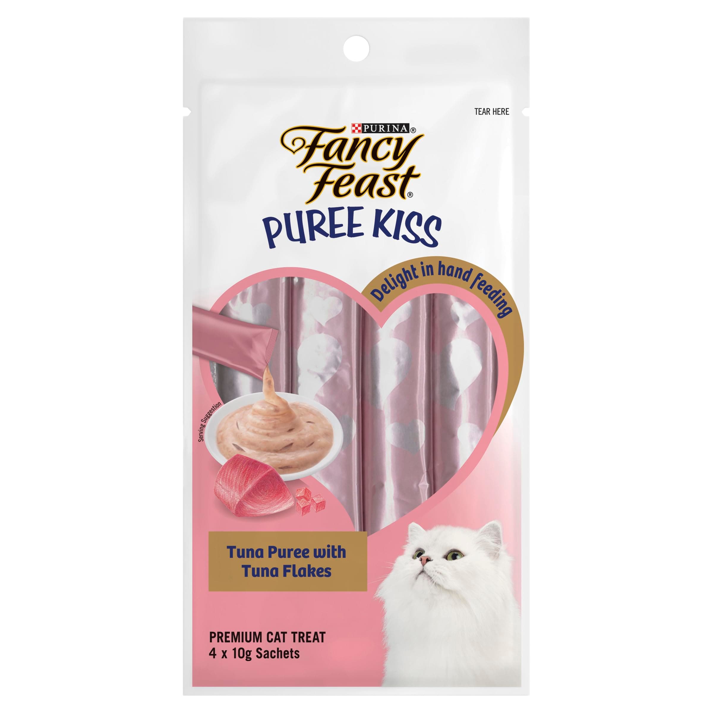 Purina Fancy Feast Puree Kiss Tuna Puree with Tuna Flakes 4 x 10g