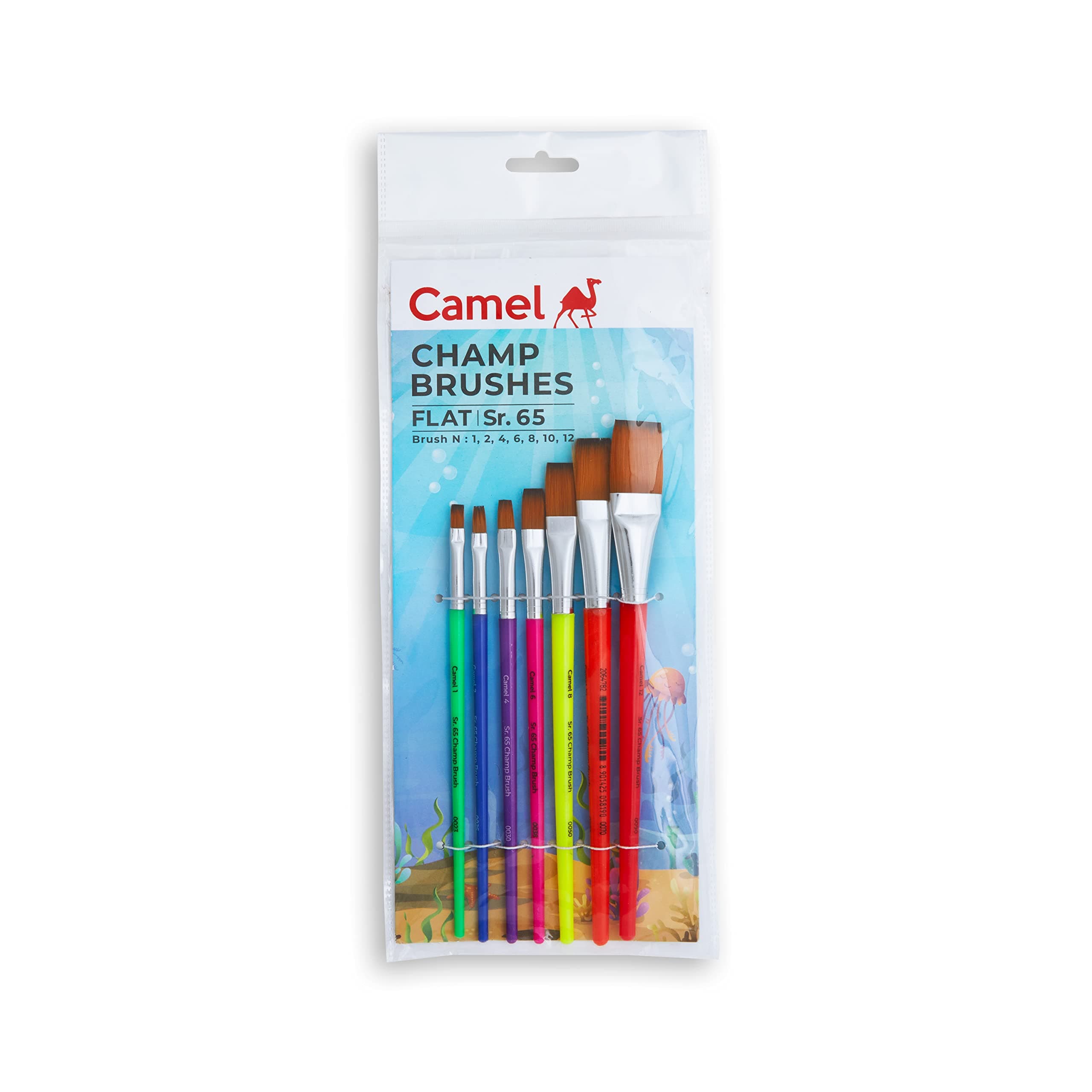 Camlin Champ Flast Brush Set - Pack of 7 (Multicolor)