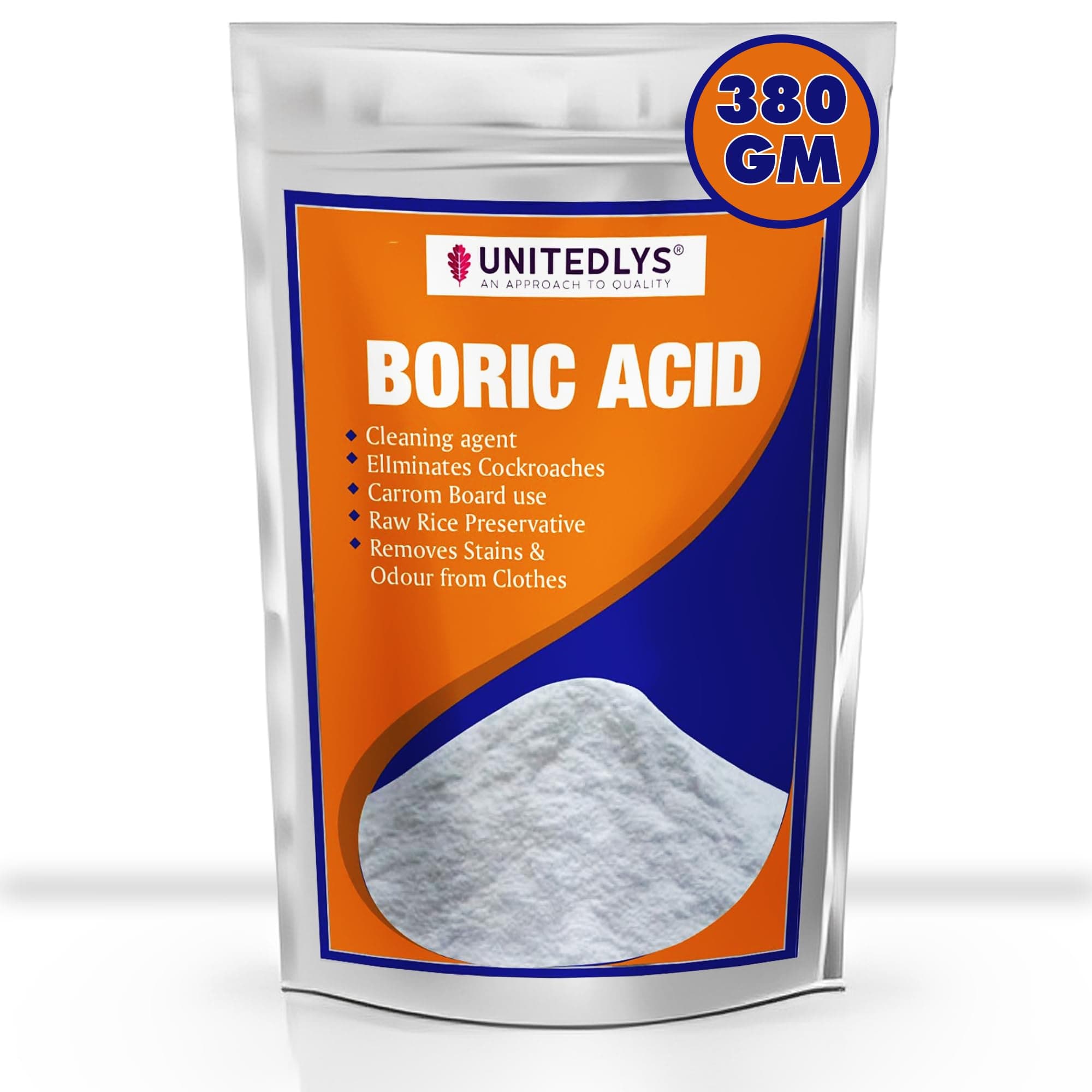 380g Boric Acid Powder for Cockroaches Control | Multi Purpose Cleaner Powder for Household Cleaning, Carrom Board Use & Rice Storage Protection | Effective & Safe Stain Remover for Kitchen