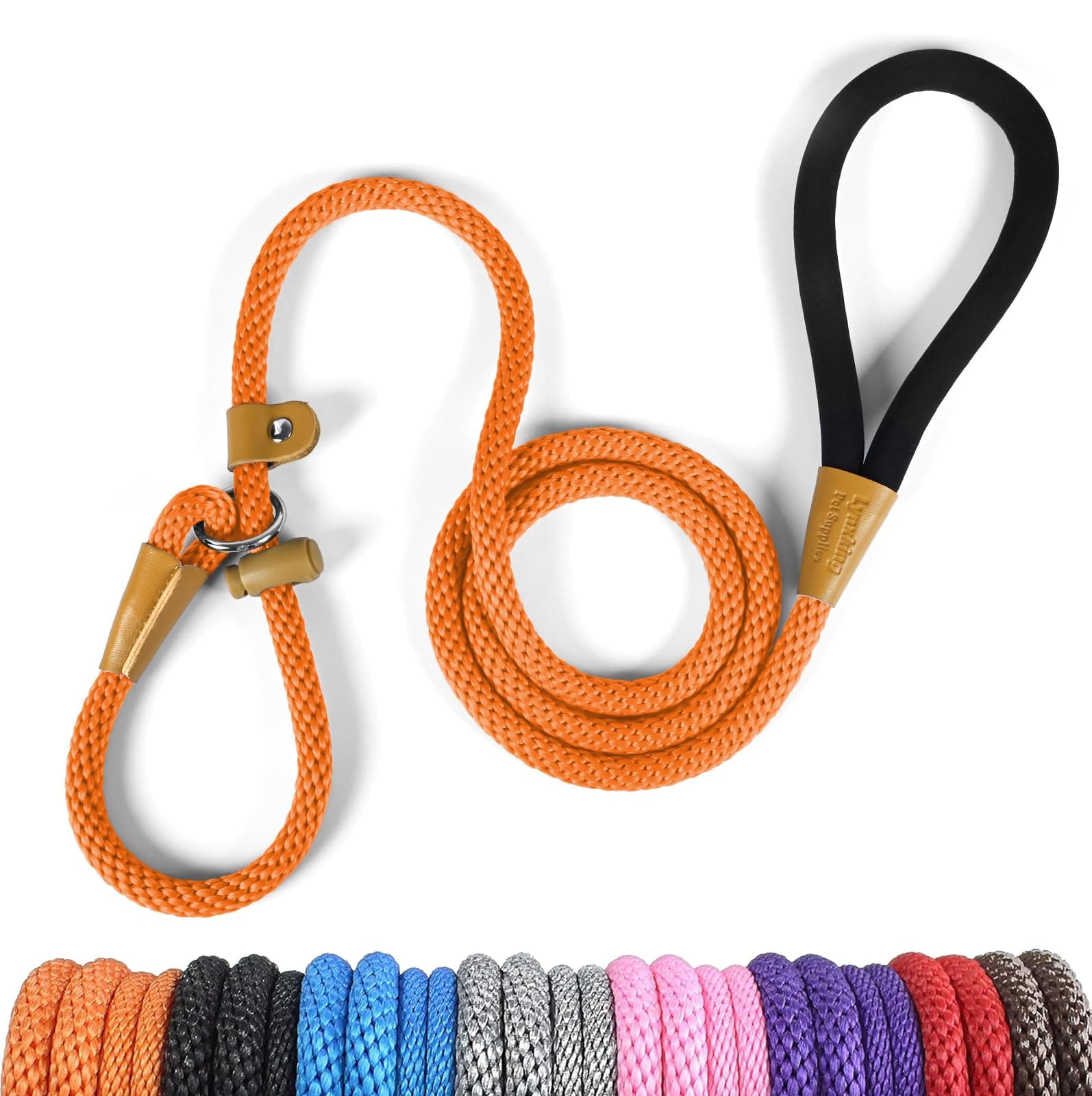lynxking Dog Leash Slip Lead 5 6 8 FT Dog Training Leash Strong Heavy Duty Braided No Pull Training Lead Leashes