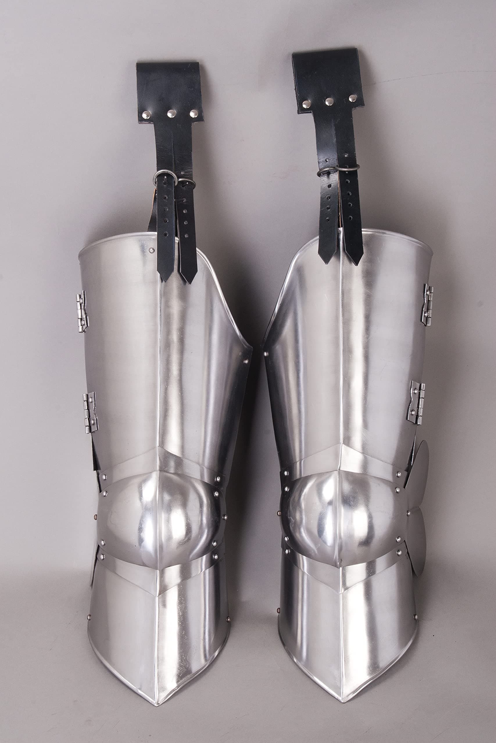 Medieval Gears Brand Functional Medieval 16 Gauge Steel Leg Plate Armor Leather Straps SCA WMA LARP