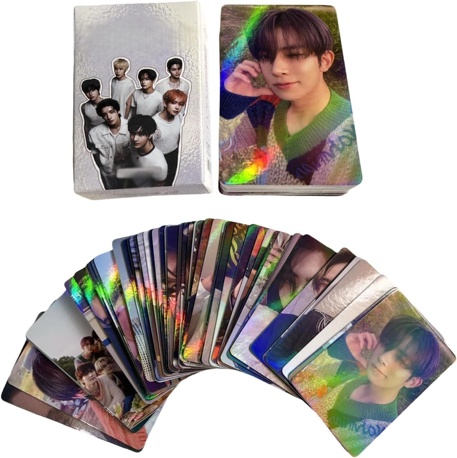 Laser Photocard 50pcs Laser Card LOMO Cards Kpop Album Card lase message Postcard Gift for Fans Daugher