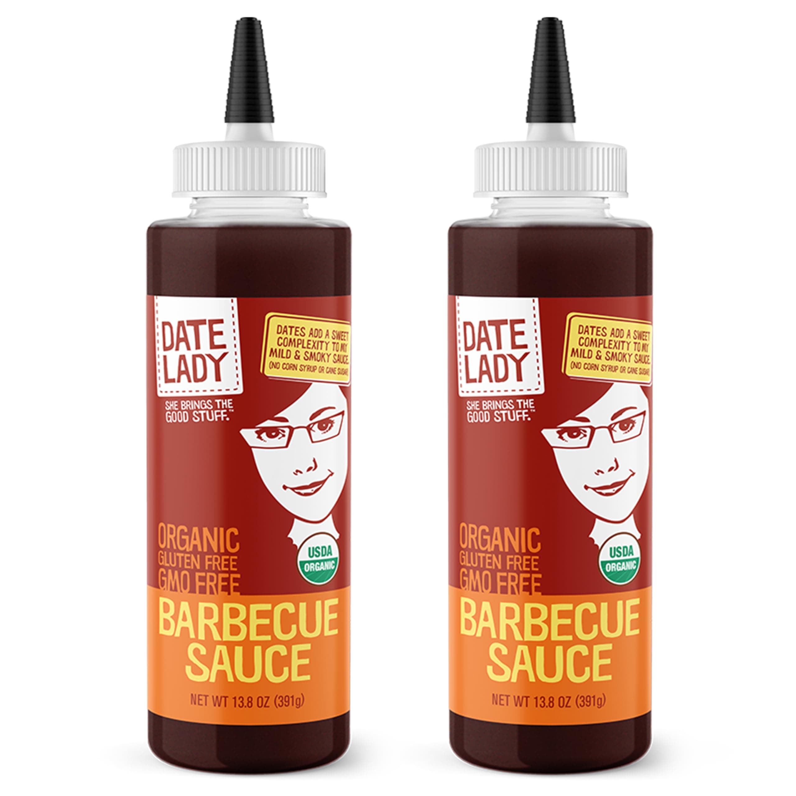 Date Lady BBQ Sauce | Organic & Gluten Free | Paleo Friendly, Sweetened only with Dates! | No Corn Syrup or Cane Sugar | No Added Flavors or MSG (2-Pack) Vegan Sauce