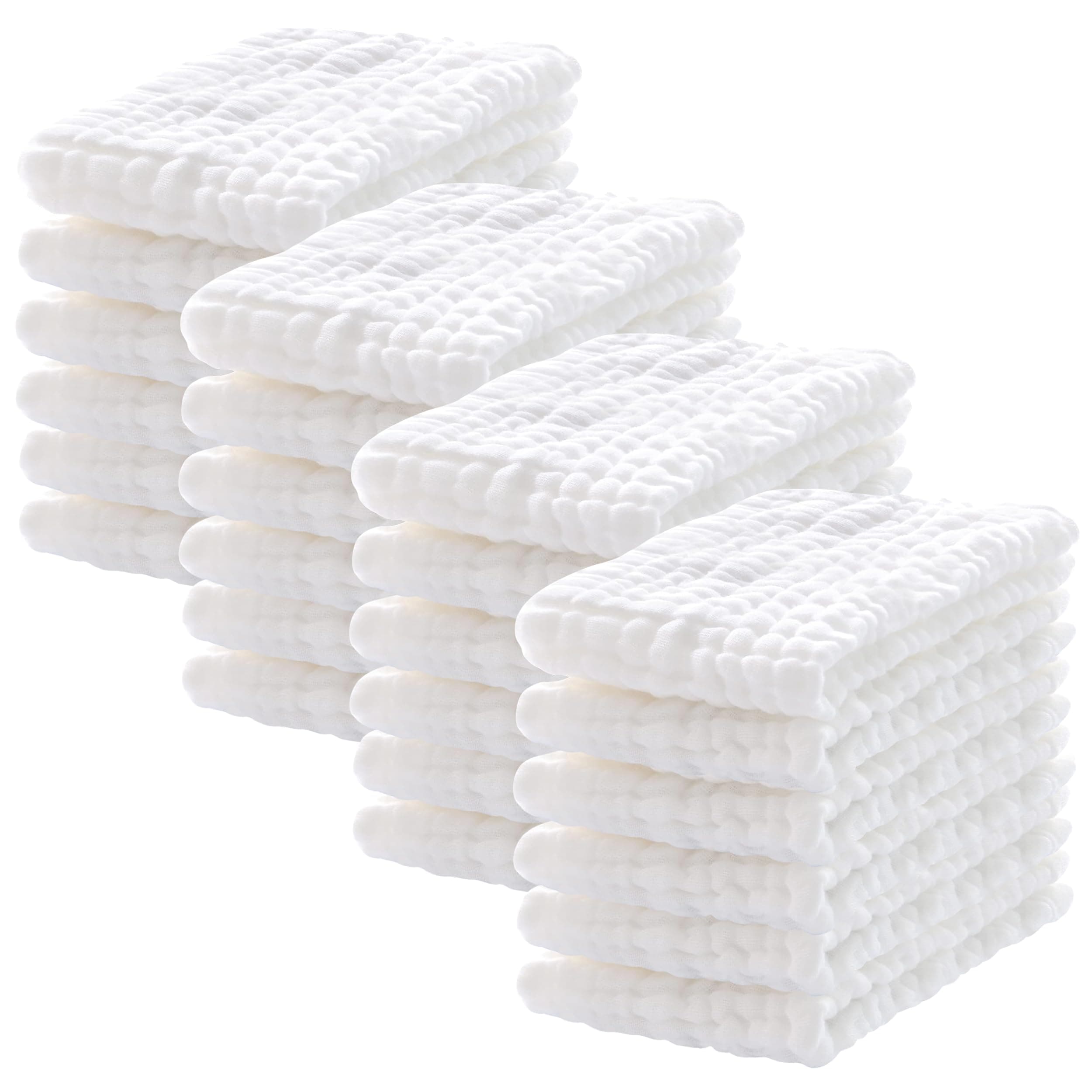 Lovely Care Muslin Burp Cloths 24 Pack, White