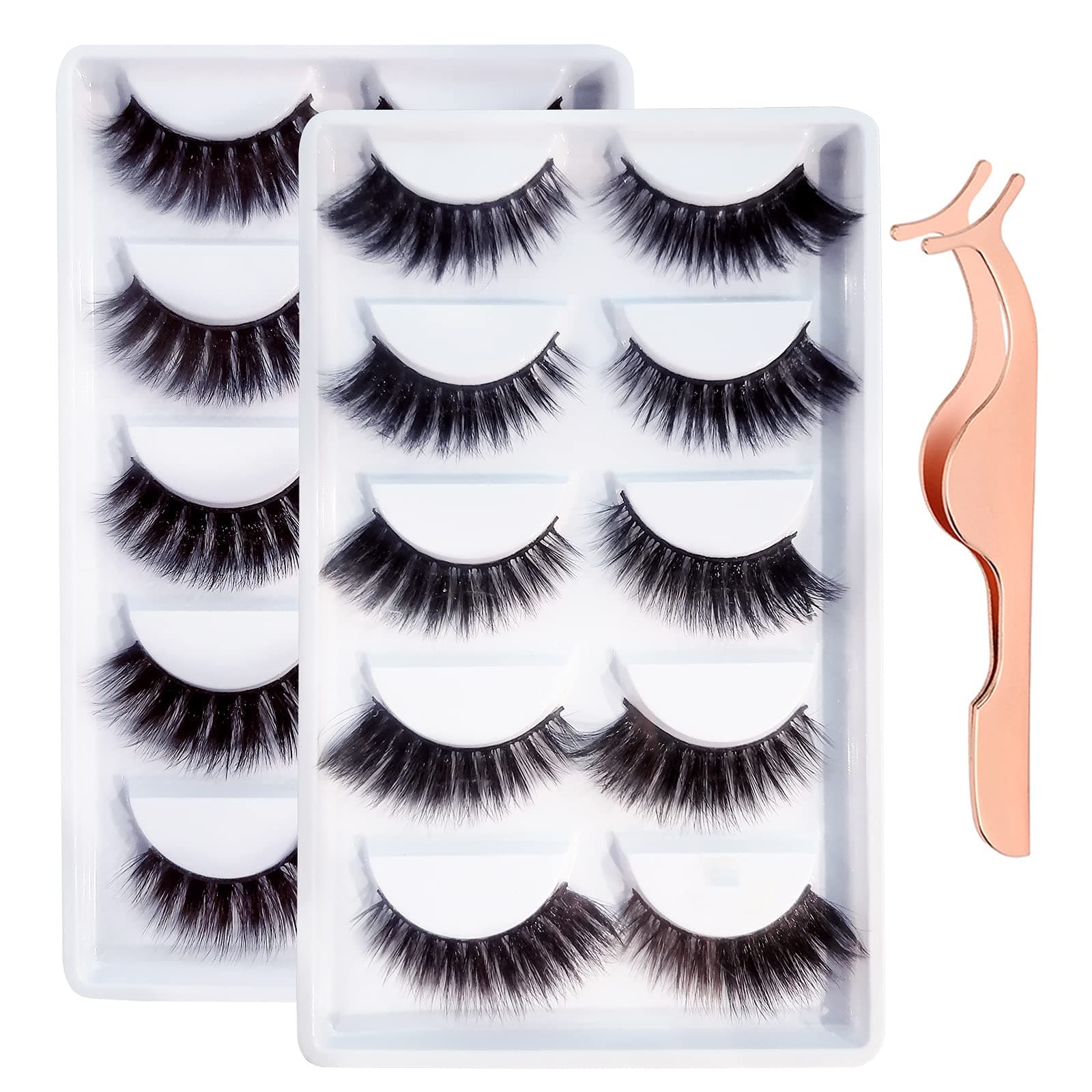 Faux 3D Mink Eyelashes,vita dennis 10 Pairs handmade Reusable Face Eyelashes Natural Looking false Eyelashes with Free Eyelashes Clip