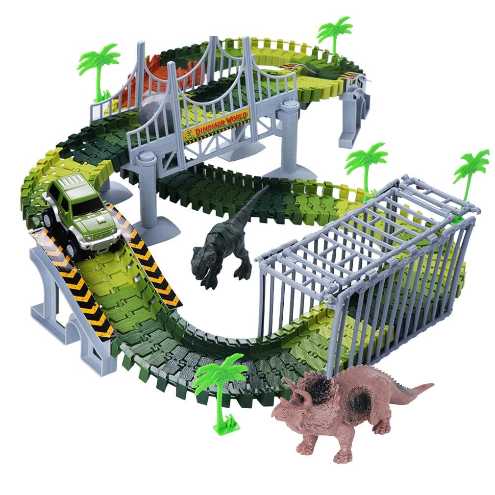 Toys for 3-8 Year Old Boys, WIKI Dinosaur Toys for Boys Age 3-8 Race Car Track for Kids Toddlers Birthday Gifts for 3-12 Year Old Boys Girls WKUKGD01