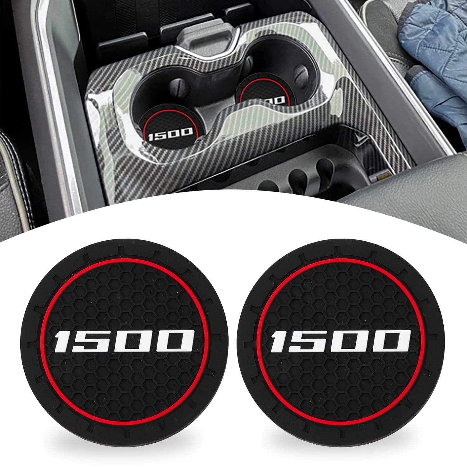 Cup Holder Coasters for Ram 1500 Compatiable with Dodge Ram 1500 Accessories, Cup Holder Coasters for Dodge RAM 1500, Water Proof Red
