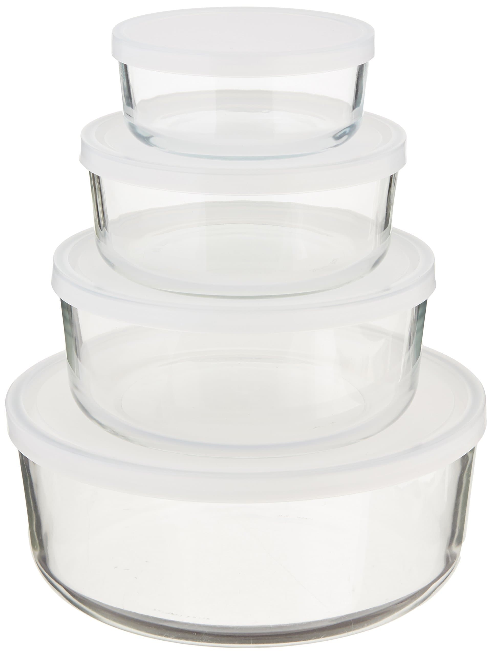Bormioli RoccoFrigoverre Round Glass Food-Storage Containers with Frosted Lids, Set of 4