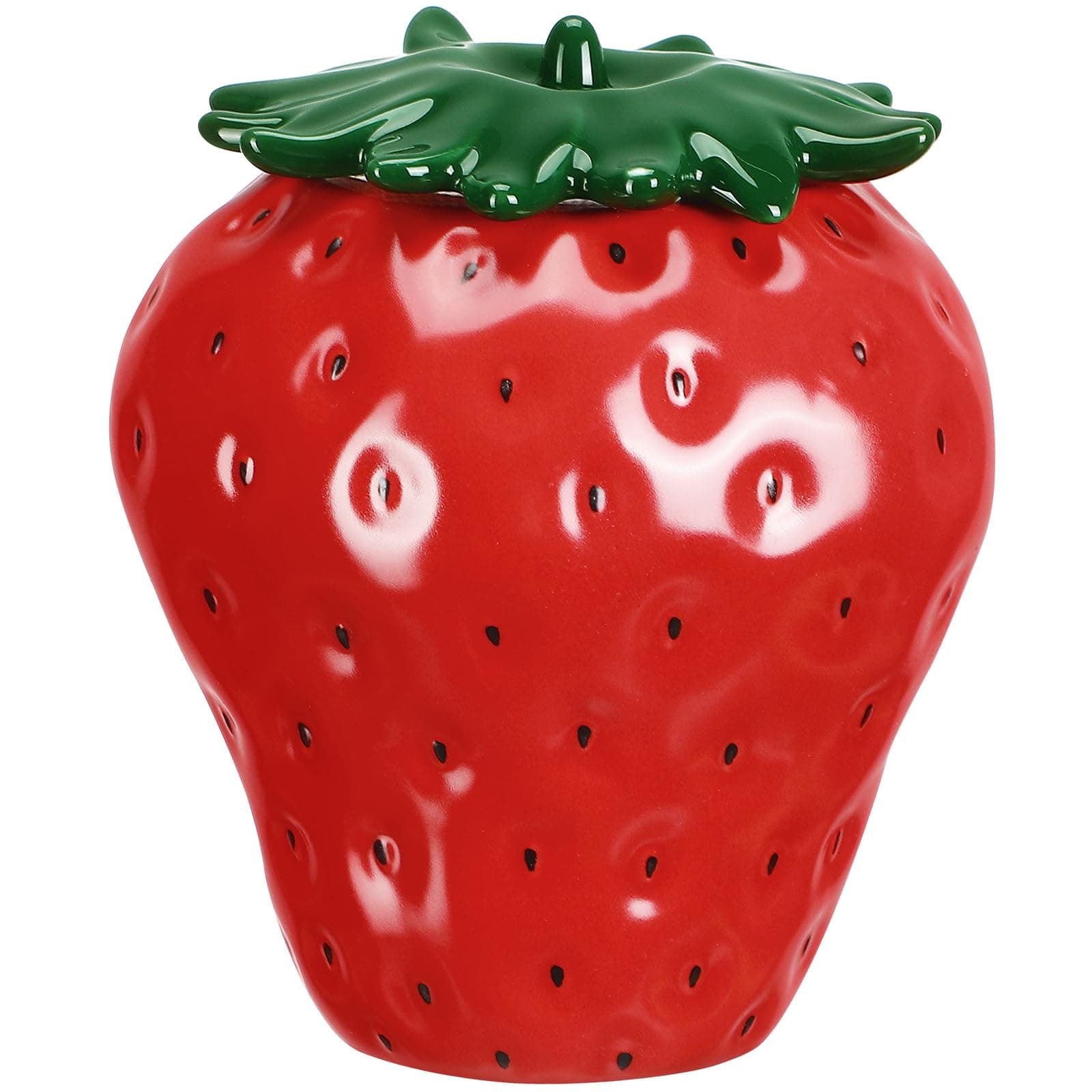 IMIKEYA Strawberry Shaped Canisters, Strawberry Ceramic Cookie Jars Farmhouse Jars With Lids Biscuit Treat Container Food Storage Tin for Tea Sugar Flour